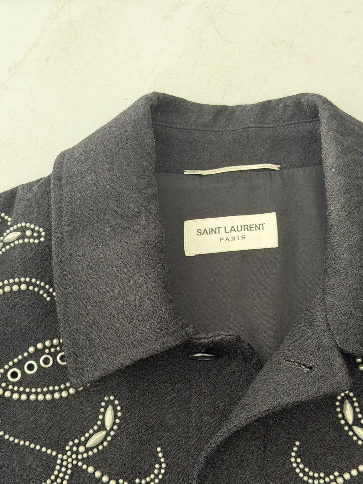 Saint Laurent Paris Saint Laurent 2019SS Runway Dark Jacquard Beaded Jacket Size US S / EU 44-46 / 1 - 3 Thumbnail
