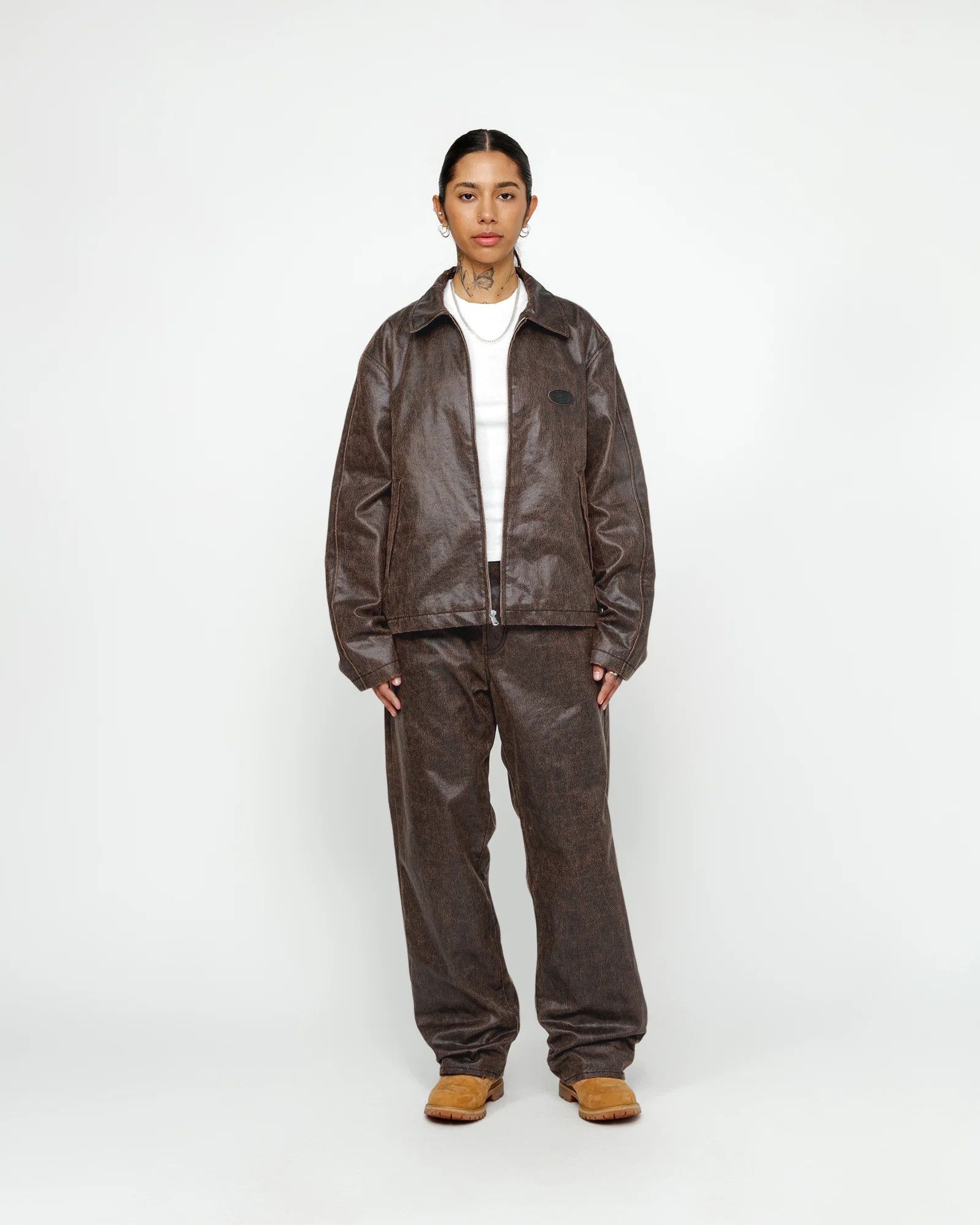 [STUSSY]★WORK JACKET BIG OL' JEAN STONEWASH LEATHER SET STUSSY]☆WORK JACKET BIG OL´ JEAN STONEWASH LEATHER SET