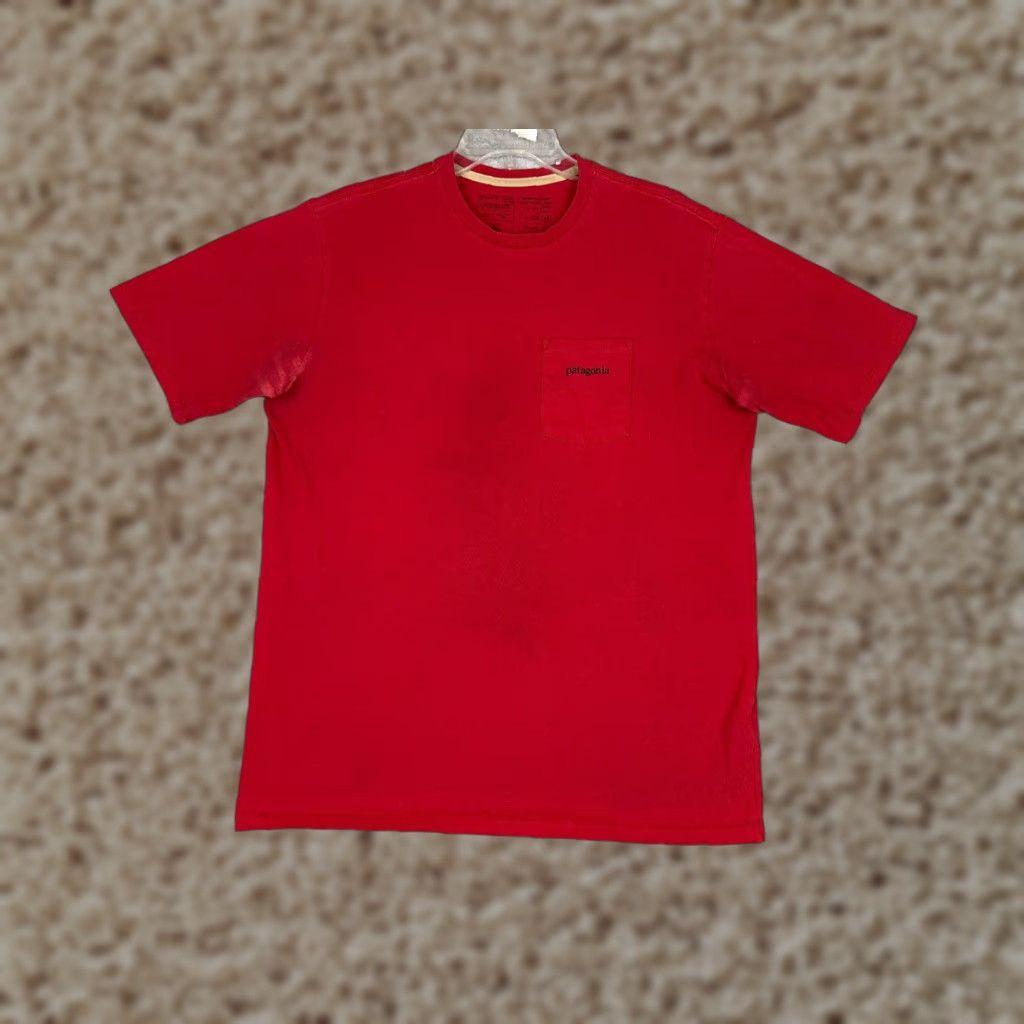 Patagonia Patagonia Shirt Men M Red Short Sleeve Crew Neck Cotton Blend Pocket T-Shirt USA Logo All Seasons Regular Fit Mens Size US M / EU 48-50 / 2 - 1 Thumbnail