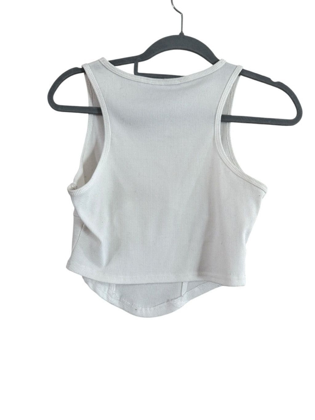 Cider Women's Cider White Ribbed Asymmetrical Hem Tank Top M Size M / US 6-8 / IT 42-44 - 3 Thumbnail