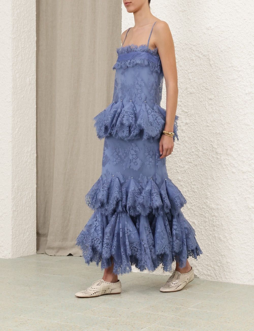 Zimmermann oc11z0925 Eden Lace Handkerchief Dress in Blue Size L / US 10 / IT 46 - 3 Thumbnail