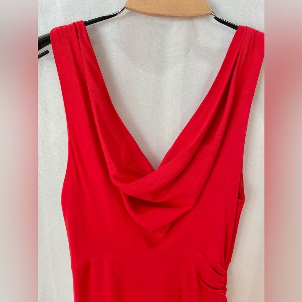 Alice + Olivia Alice + Olivia Red Draped Neck Side Ruched Mini Dress Size 6 Size M / US 6-8 / IT 42-44 - 4 Thumbnail