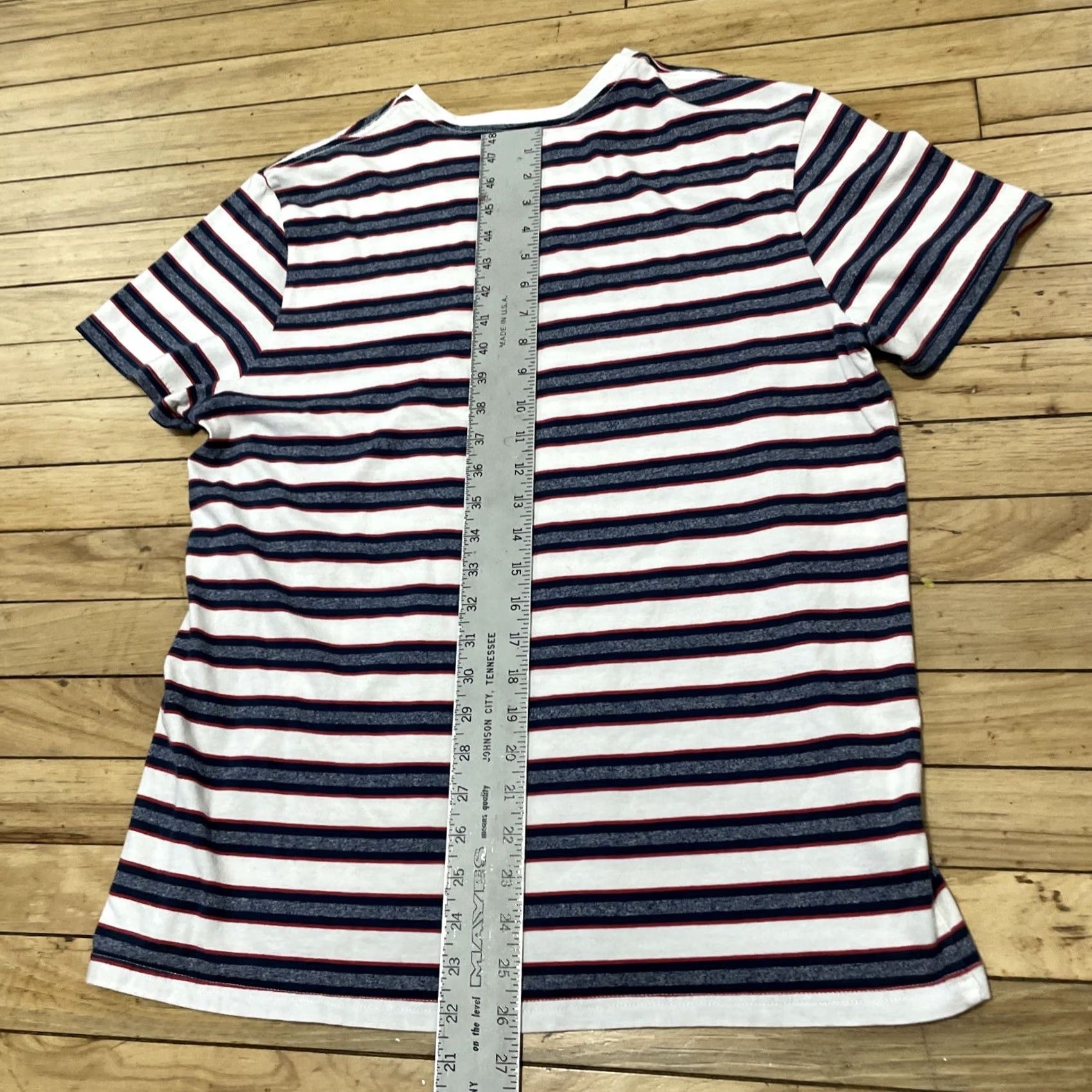 Vintage VINTAGE Goodfellow & Co T Shirt Mens L White Stripe Hoop Red Blue Preppy Retro Skate Tee L Size US L / EU 52-54 / 3 - 7 Thumbnail