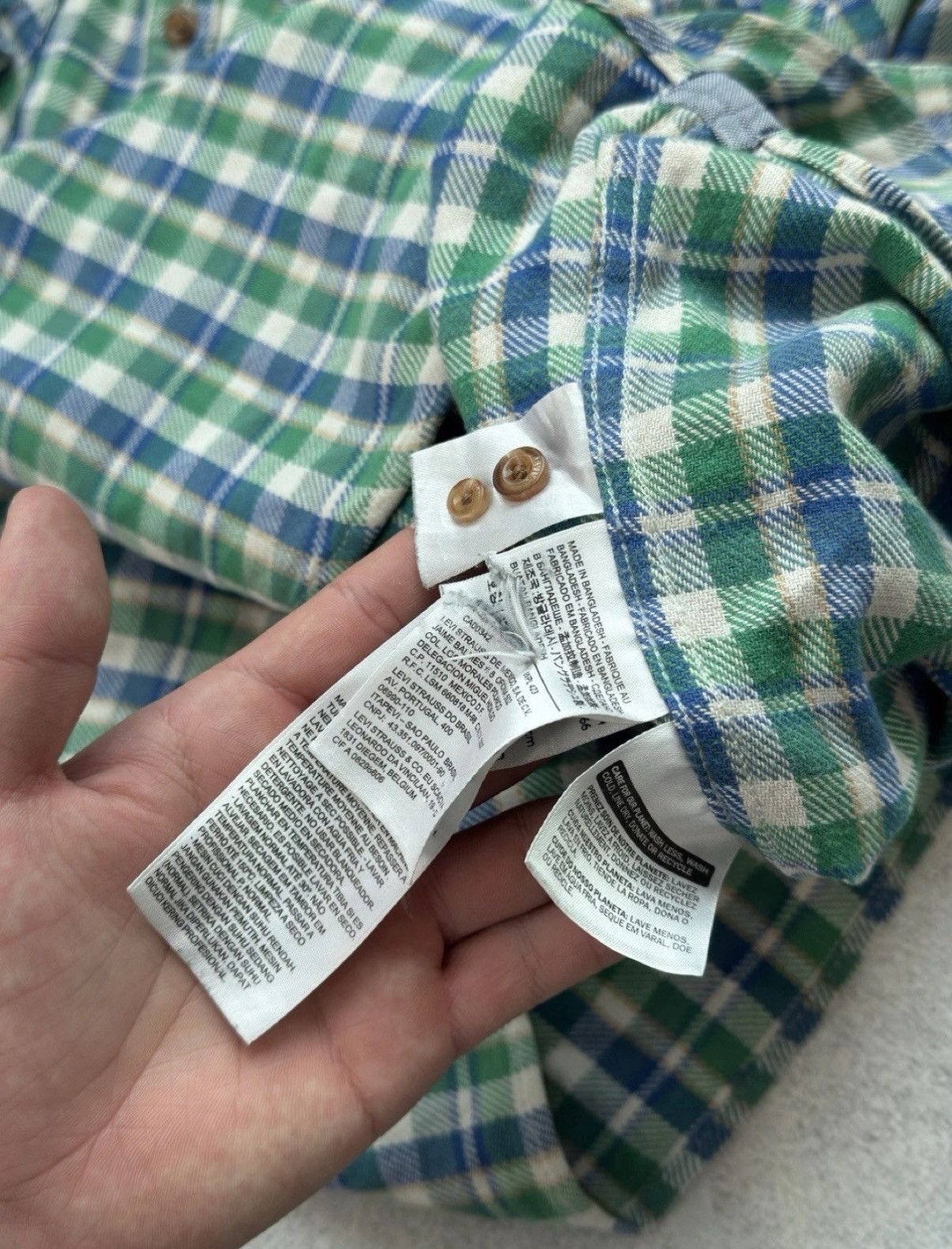 Levi's Vintage Levis Retro Checked Green Blue Button Up Shirt Men Size US XL / EU 56 / 4 - 8 Thumbnail