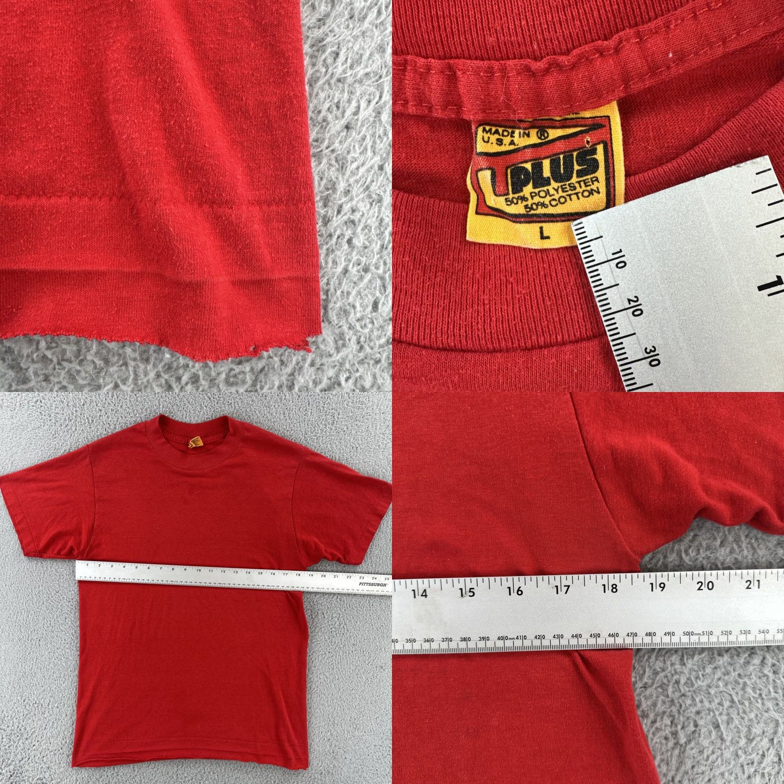 Vintage VINTAGE T Plus Mens L Red Short Sleeve Crew Neck Shirt USA 80s Single Stitch Womens? Size US L / EU 52-54 / 3 - 8 Thumbnail