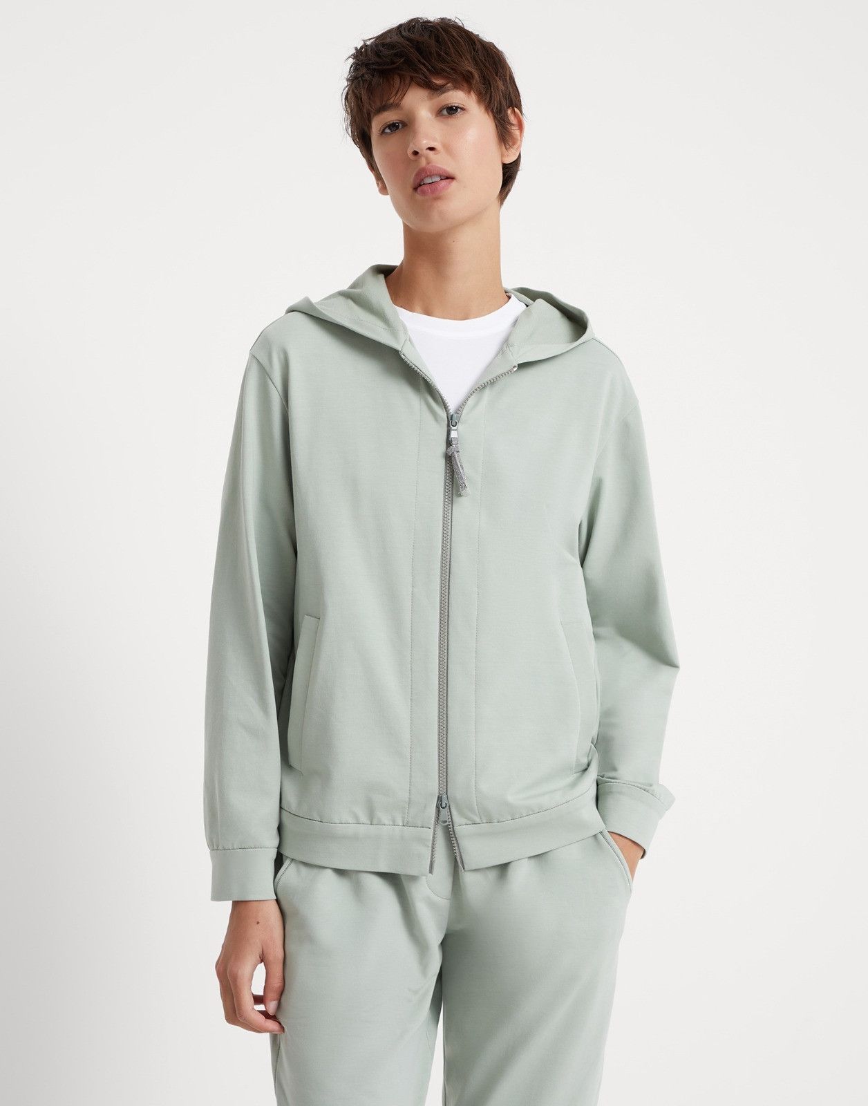 Brunello Cucinelli o1la1rc1a0525 Cardigan Sweatshirt in Light Green Size S / US 4 / IT 40 - 1 Thumbnail