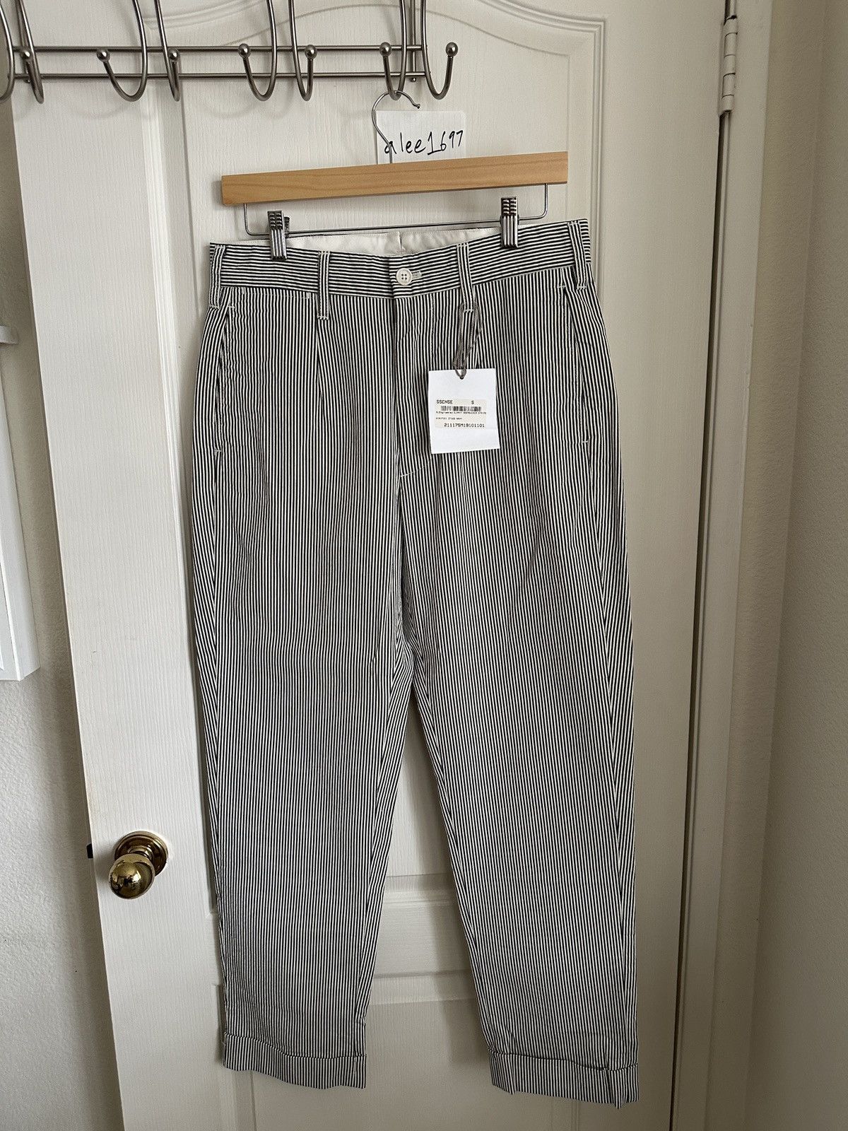 Engineered Garments Navy & White Seersucker Striped Andover Trousers Size US 30 / EU 46 - 1 Thumbnail