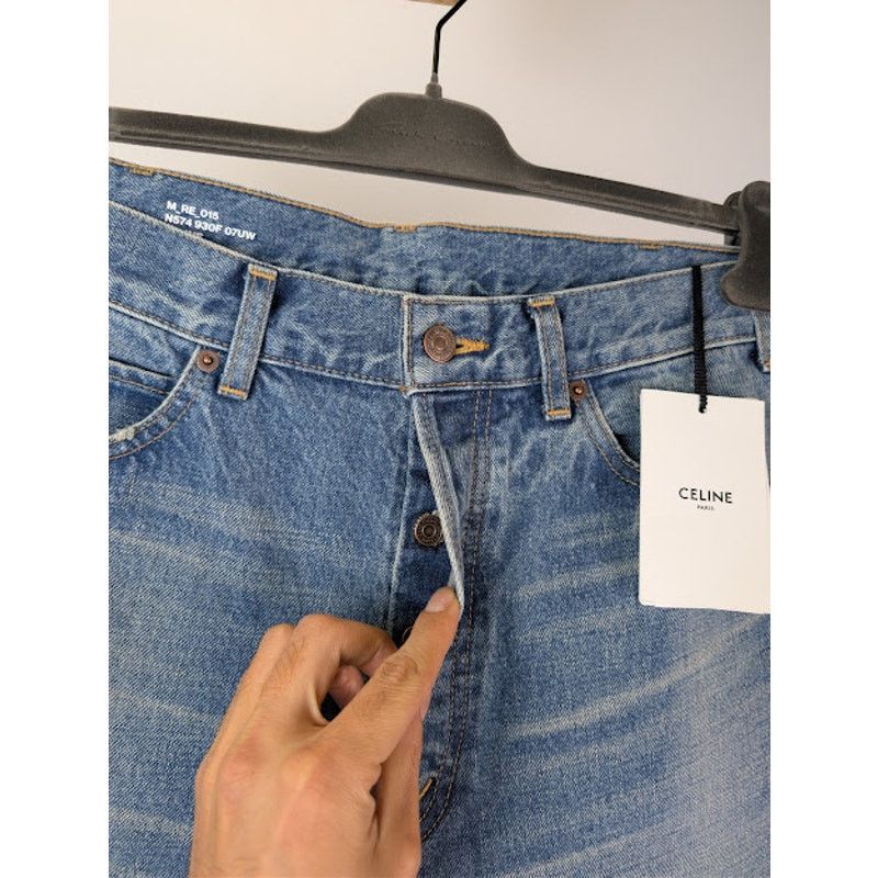 Celine o1rshd1 Straight Leg Kurt Denim Jeans in Washed Blue Size US 33 - 7 Thumbnail