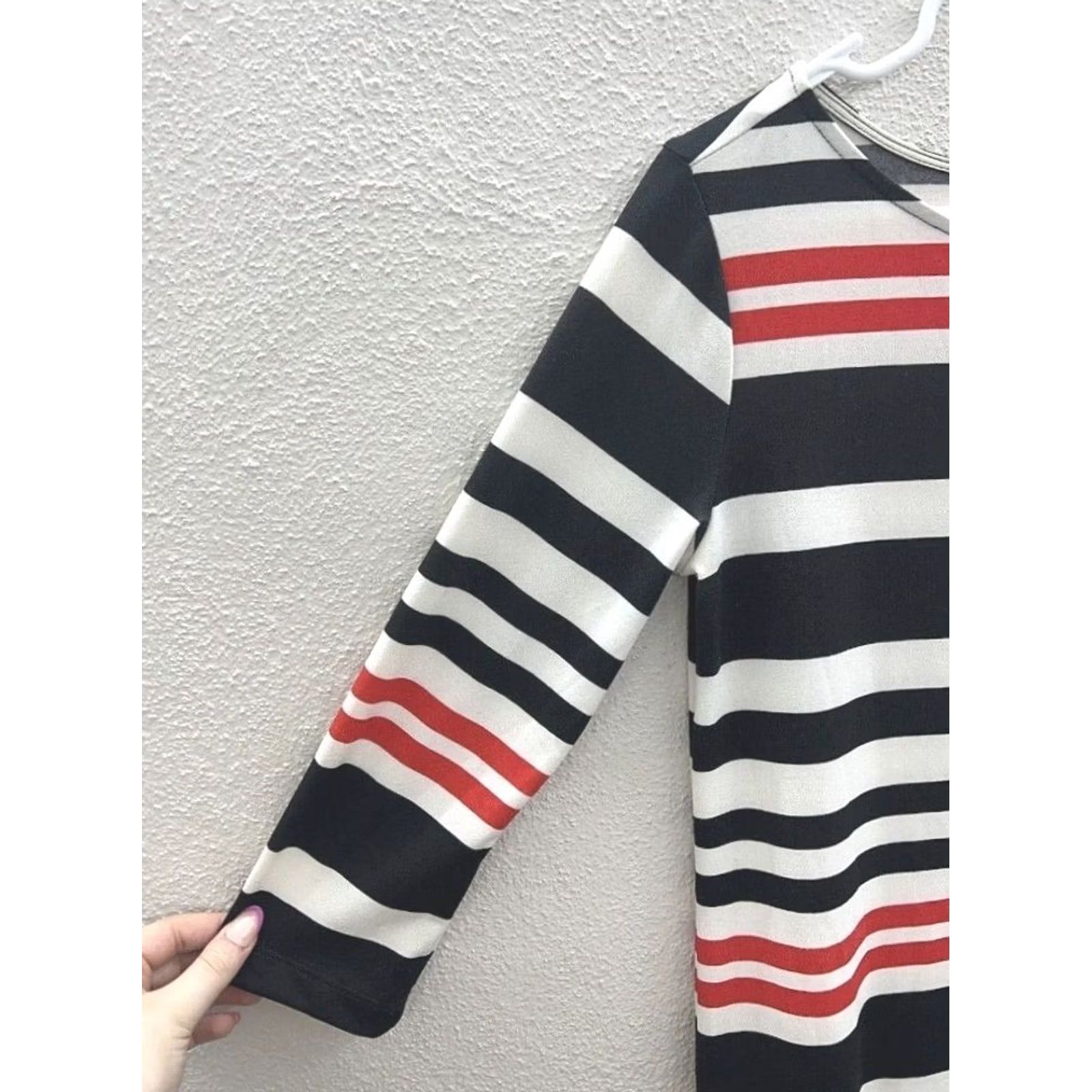 Vintage Womens HAANI Striped 3/4 Sleeve Dress Size Small Knee Length Black Size S / US 4 / IT 40 - 3 Thumbnail