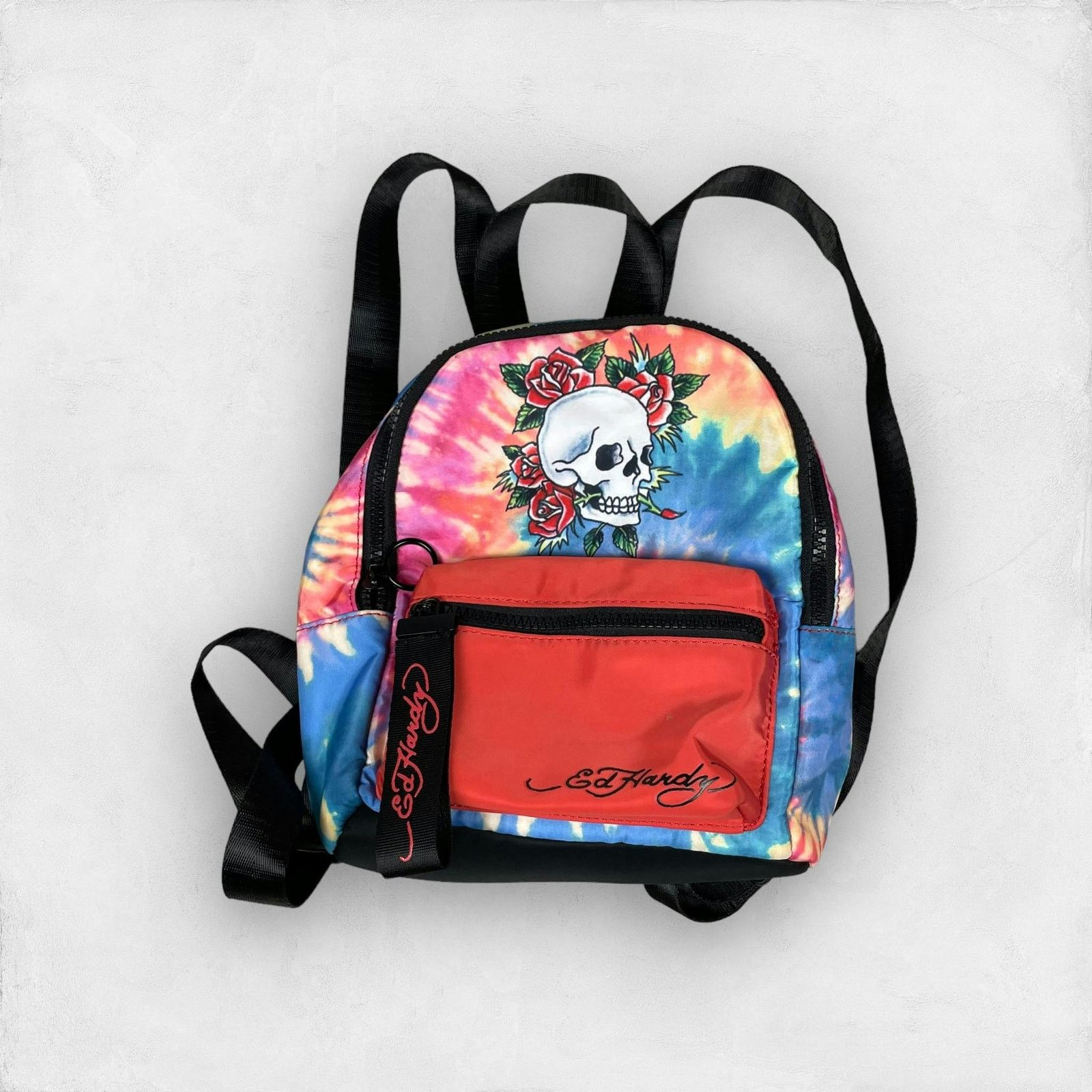 Ed Hardy Ed Hardy Multicolor Tie-Dye Polyester Skull Logo Backpack Size ONE SIZE - 1 Thumbnail