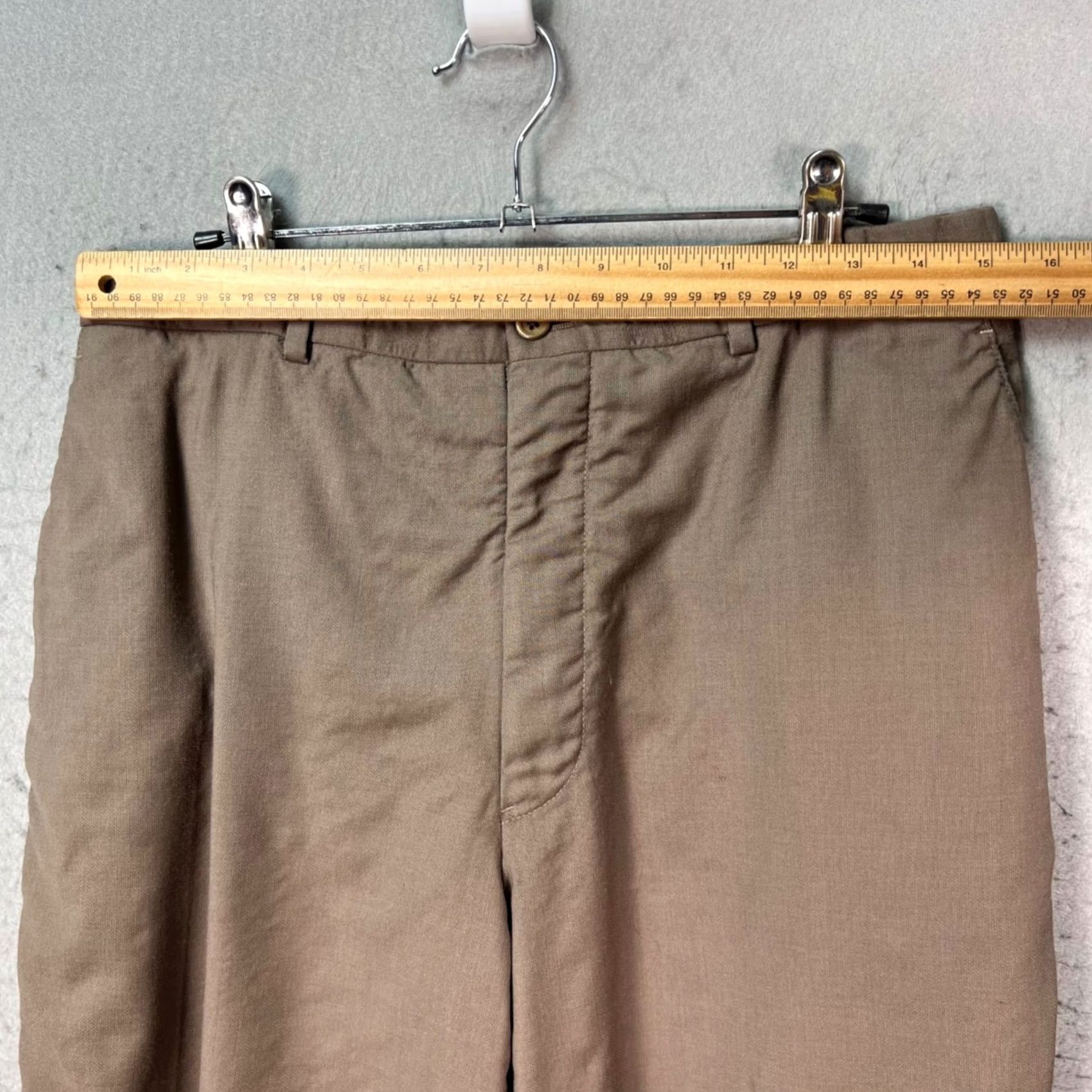 Armani Armani Collezioni Mens Dress Pants Wool Beige 36 Regular Flat Front Inseam 30" Made In Italy Vintage No Shirts Size US 36 / EU 52 - 6 Thumbnail