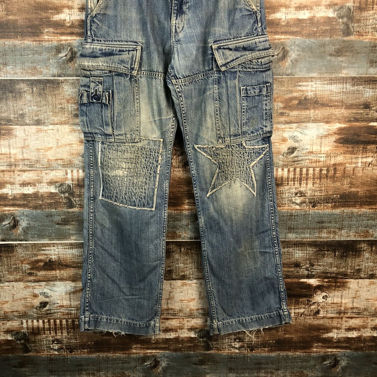 OVER THE STRiPES DLL Over The Stripes patchwork Blue Multipocket Pants #C632 Size US 30 / EU 46 - 3 Thumbnail