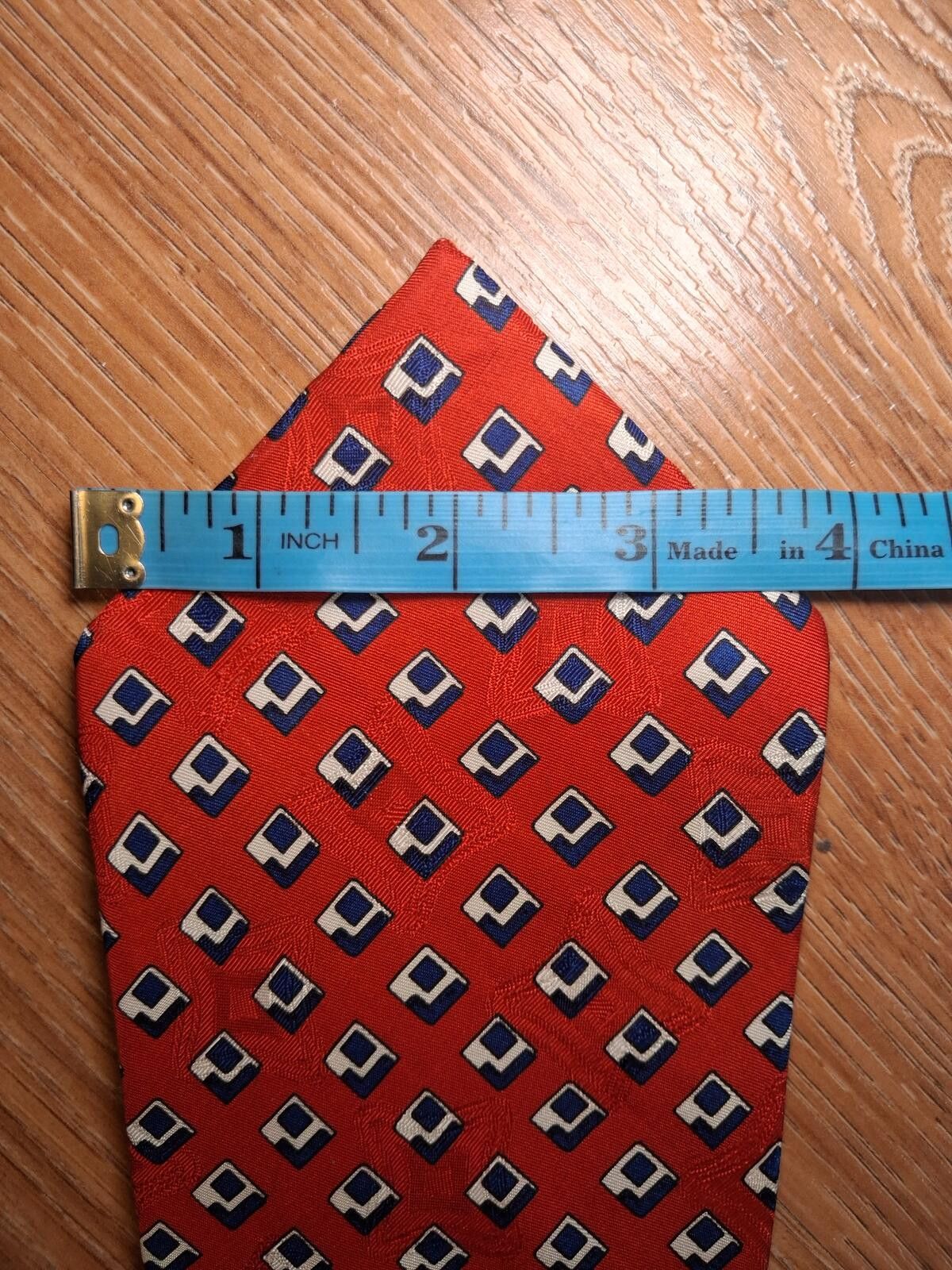 Polo Ralph Lauren Polo Ralph Lauren Silk Tie Red Geometric Handmade USA Wide Size ONE SIZE - 7 Thumbnail