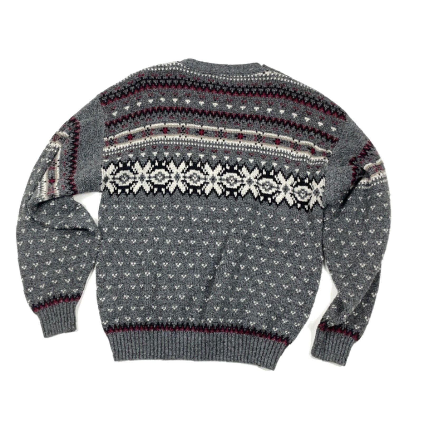Vintage VINTAGE 90s Ash Creek Geometric Pullover Sweater Men Medium Gray Knit Canada Made Wool-Acrylic-Nylon Heavyweight Crew Neck Ski Holiday/Retro Style Size US M / EU 48-50 / 2 - 2 Thumbnail