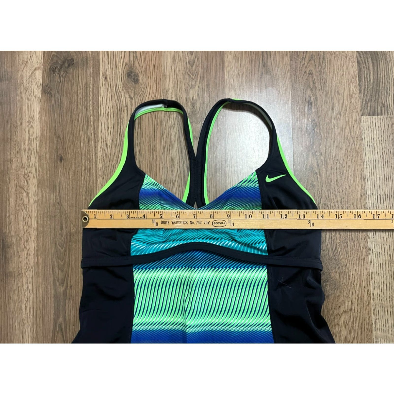 Nike Nike Swim Top Women's Small Blue Black Green Logo Tankini Top Size ONE SIZE - 4 Thumbnail