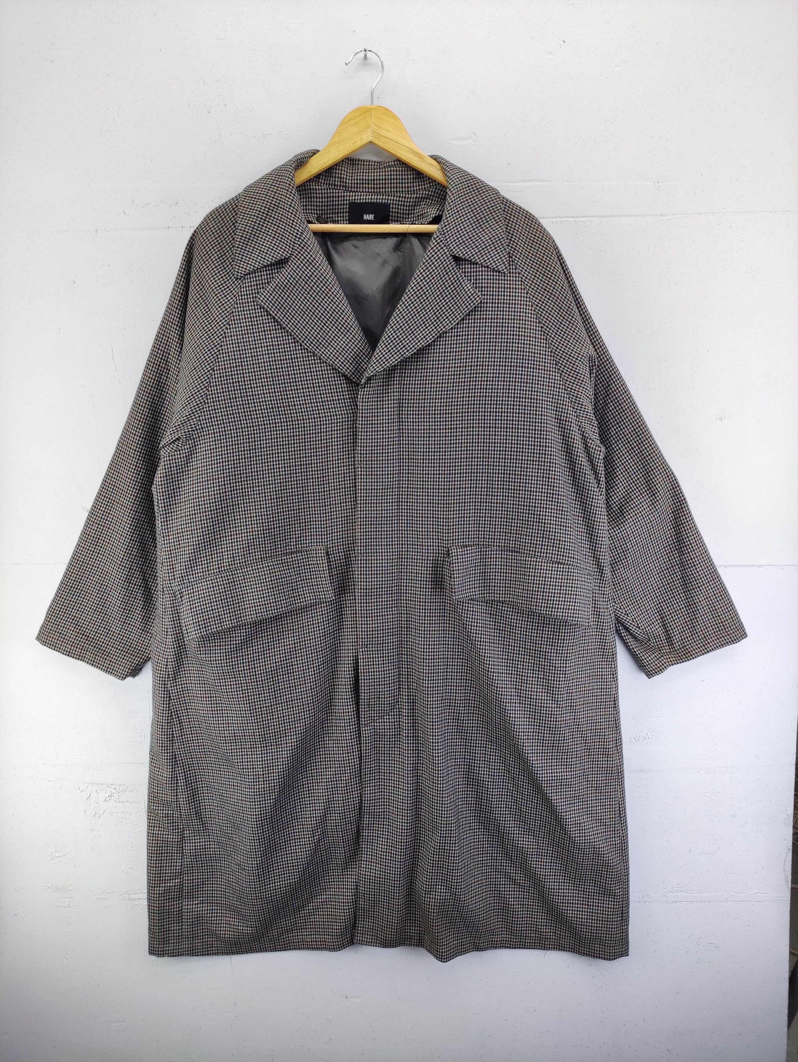 HARE Vintage Hare Houndstooth Long Coat Jacket Size US L / EU 52-54 / 3 - 1 Thumbnail