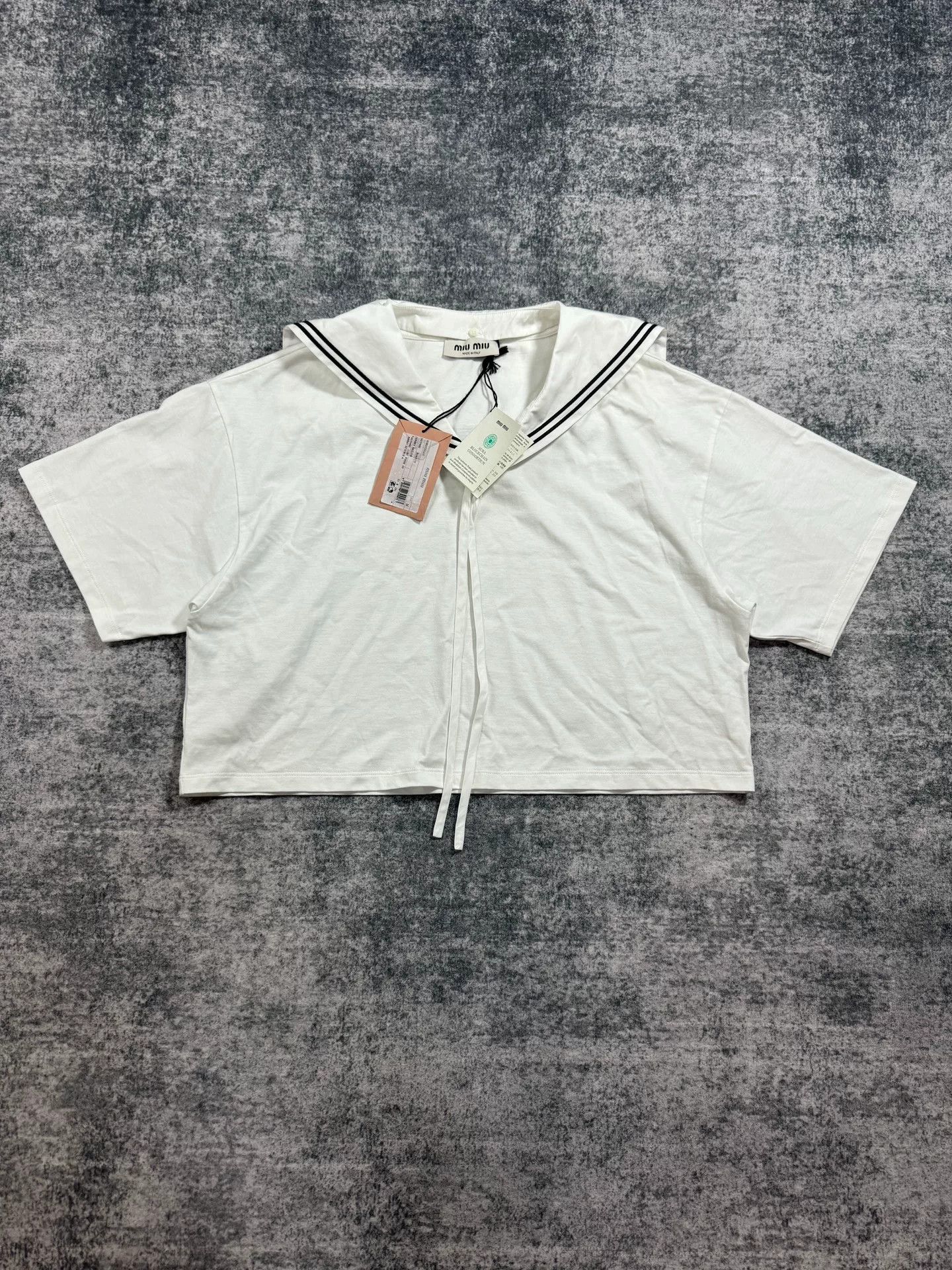 Miu Miu Miu Miu White Sailor Collar Short Sleeve Top Size M / US 6-8 / IT 42-44 - 1 Thumbnail