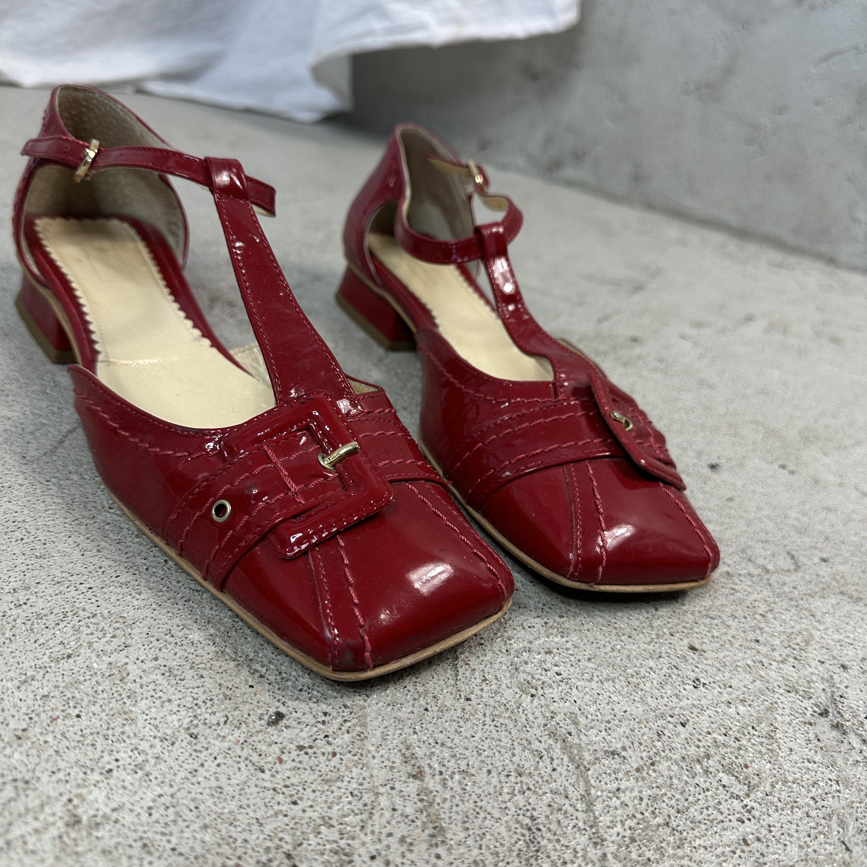 Vintage Buckle Leather Shoes Vintage Cherry Red Size US 10 / IT 40 - 7 Thumbnail