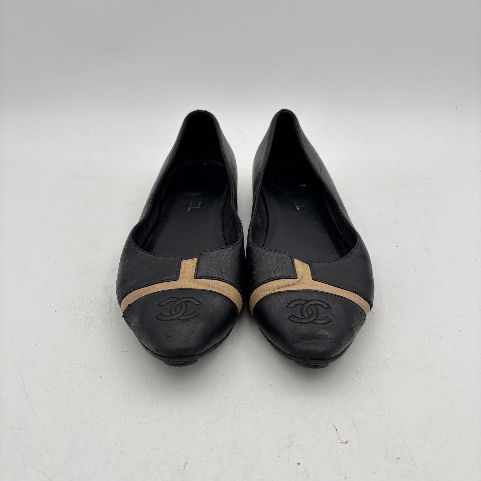 Chanel Chanel Point Toe CC Black Leather Ballet Flats Women's 41 Size US 10.5 / IT 40.5 - 2 Thumbnail