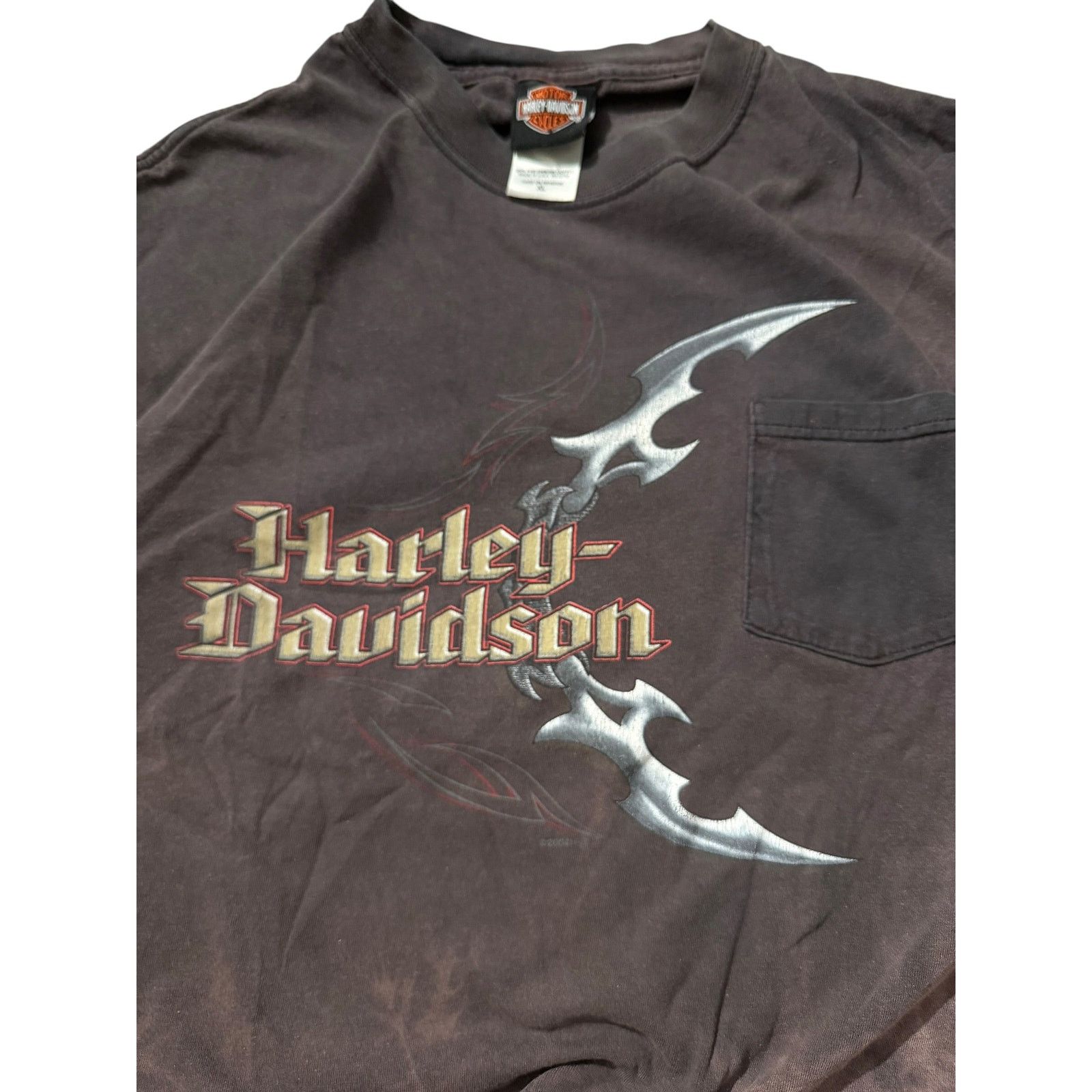 Vintage Vintage HD Faded Blade Knuckle Pocket Tee REIMAN IL Size US XL / EU 56 / 4 - 4 Thumbnail