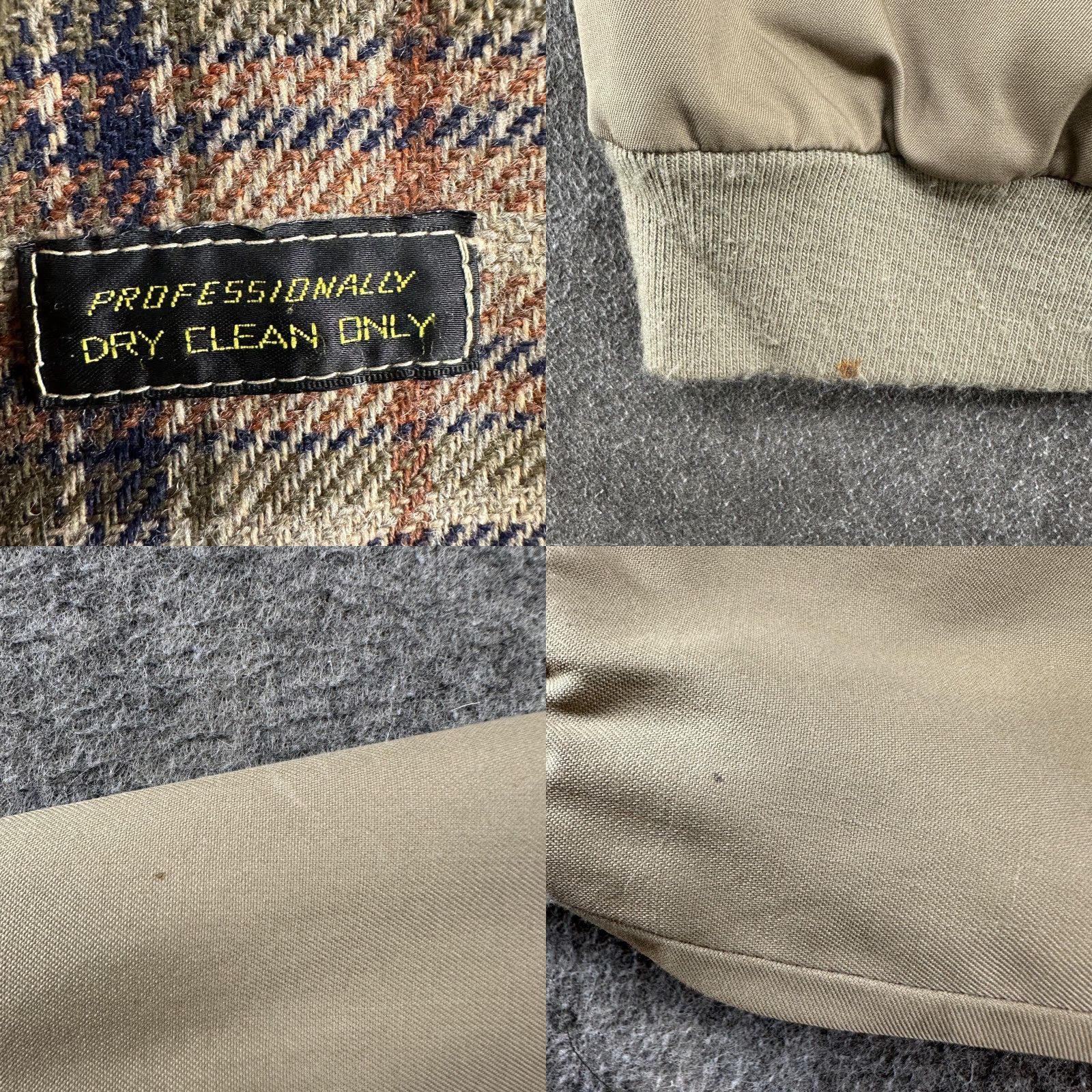 Ring Jacket VINTAGE Zero King Jacket Mens L 42 Beige Bomber Flannel Lined Button Talon 70s Size US XS / EU 42 / 0 - 8 Thumbnail