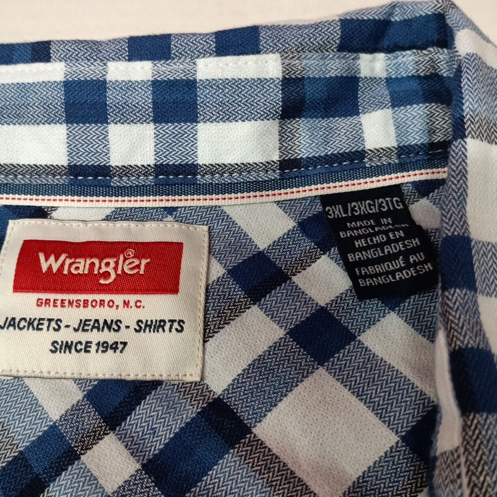 Wrangler Wrangler Cowboy Wash Shirt Men's Size 3XL Blue White Plaid Size US XXL / EU 58 / 5 - 4 Thumbnail