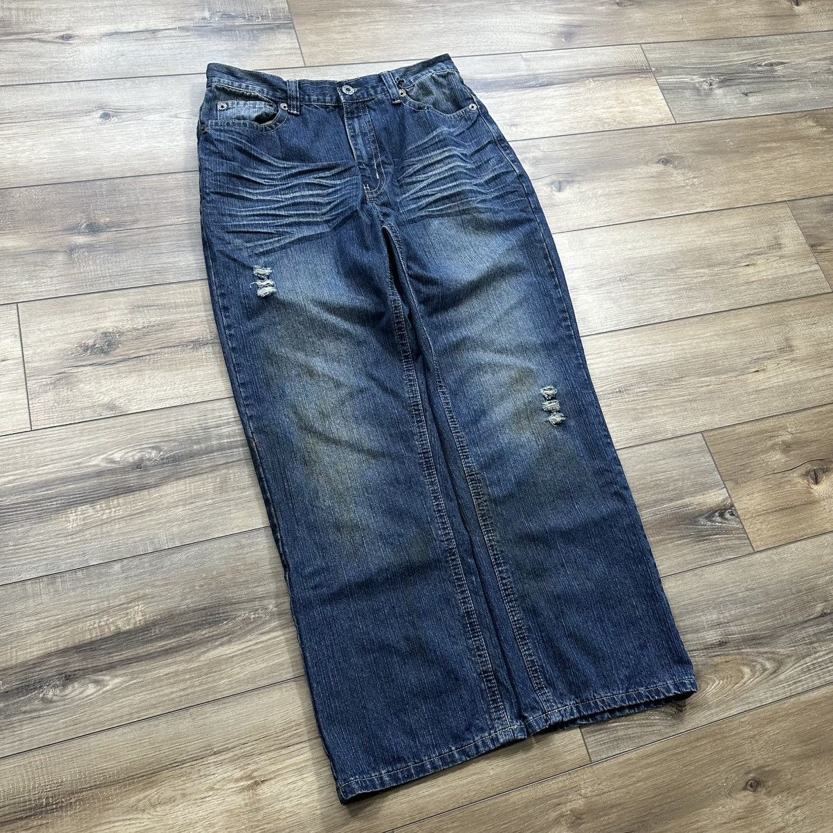 FUSAI Vintage 2000s Y2K Fusai Wide Leg Embroidered Jeans Size US 34 / EU 50 - 3 Thumbnail