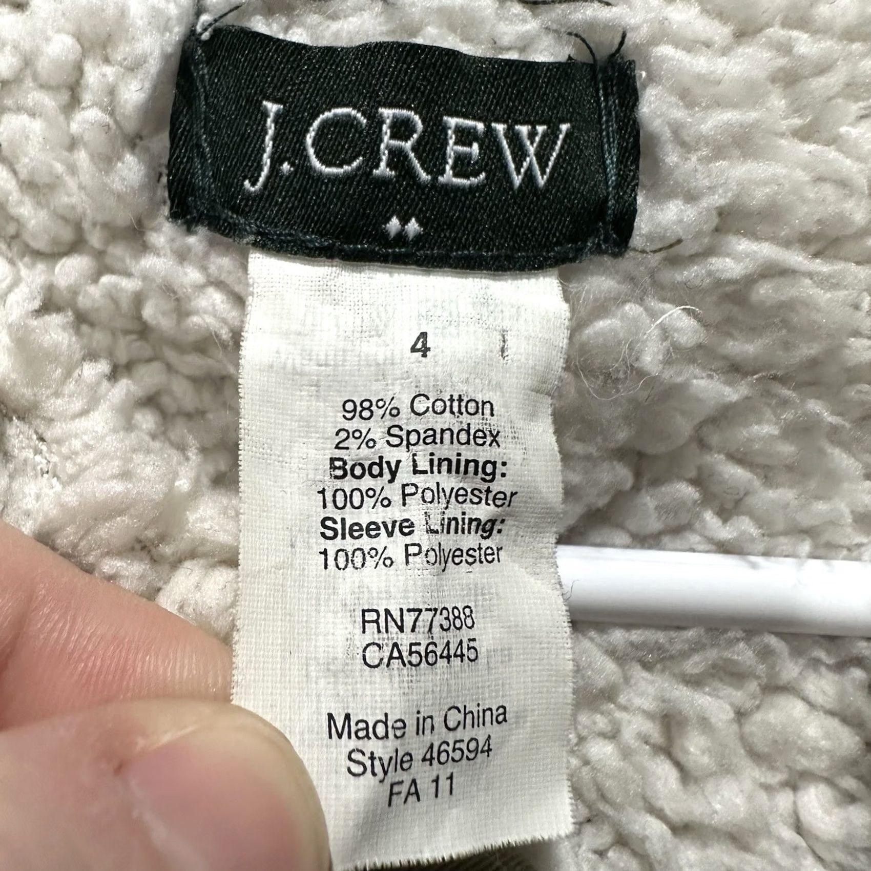 J.Crew J.CREW Jacket Womens 4 Military Green Sherpa Lined Twill adjustable Sleeve 90s y2k 2000s Size S / US 4 / IT 40 - 6 Thumbnail