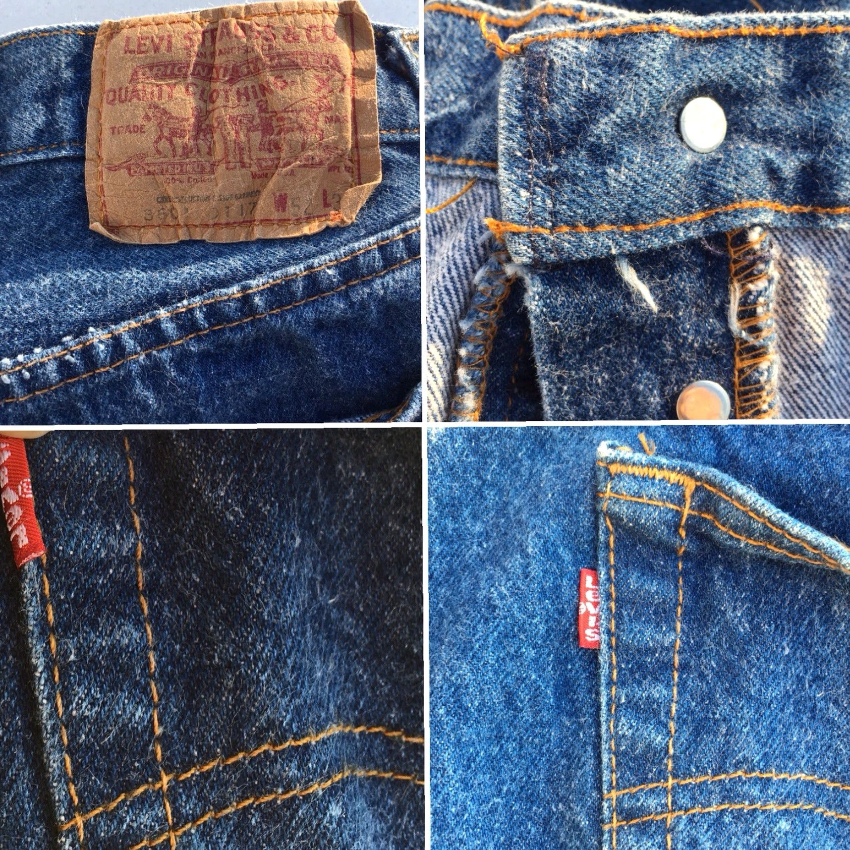 47 VINTAGE Levi’s 501 Jeans Made In USA 52 X 30 47 X 27.25 Button Fly Denim Blue Big & Tall Mens Jeans Size US 30 / EU 46 - 7 Thumbnail