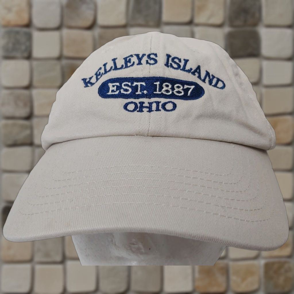 Vintage Royal Resortwear Kelleys Island Cap Hat Tan Canvas Embroidered Lake Erie Ohio Strap Back Boating Adjustable Men Size ONE SIZE - 1 Thumbnail