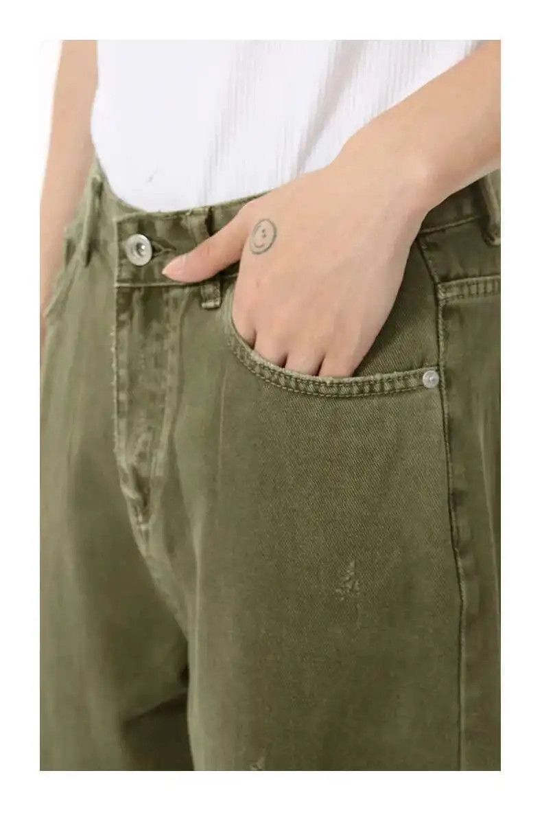 Japanese Brand Green Wide Leg Denim Baggy Jeans Size US 30 / EU 46 - 2 Thumbnail