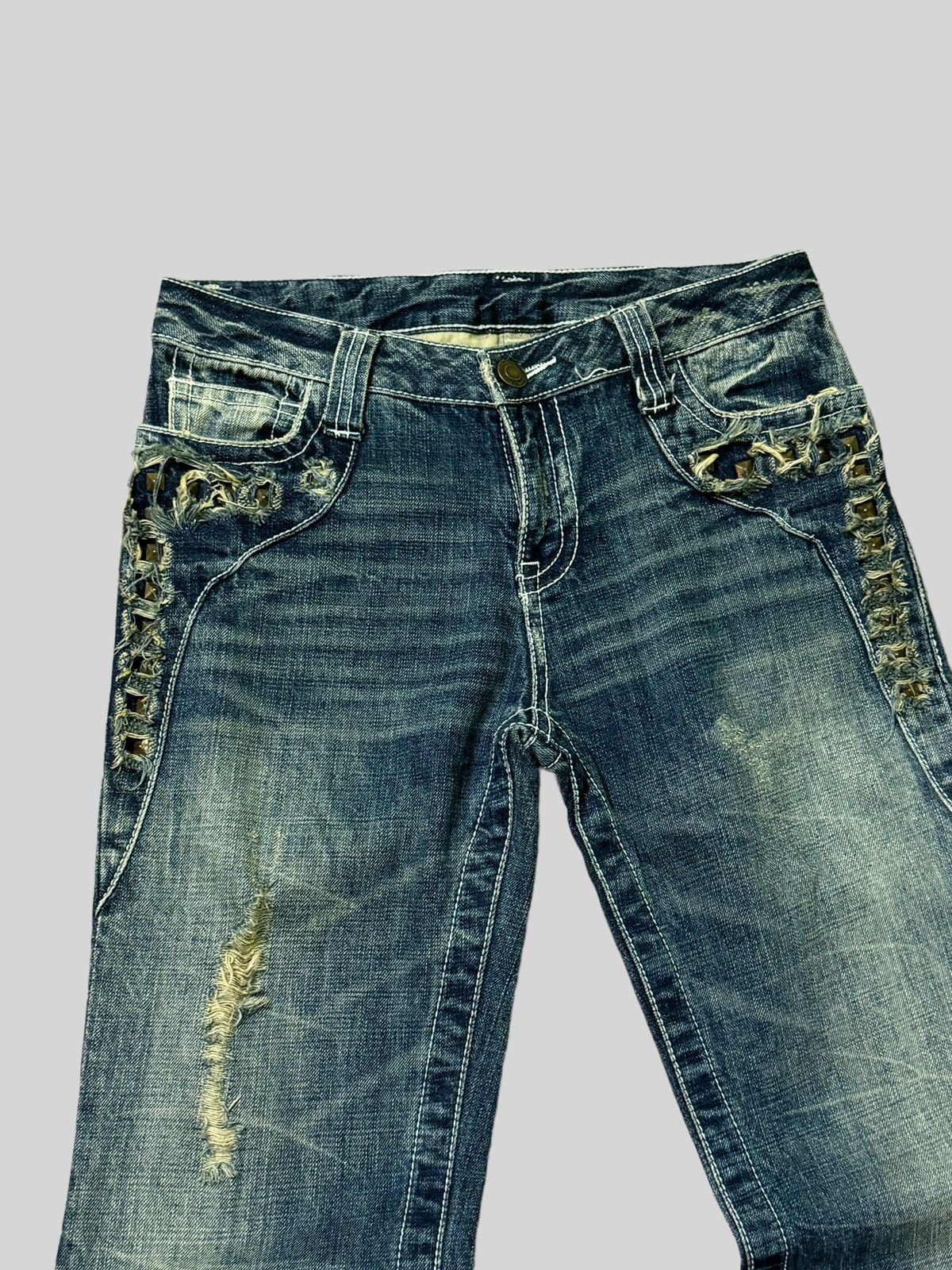 Beauty Beast × If Six Was Nine × Japanese Brand Flare Studded Gothic Distressed Denim pants Size US 29 - 4 Thumbnail