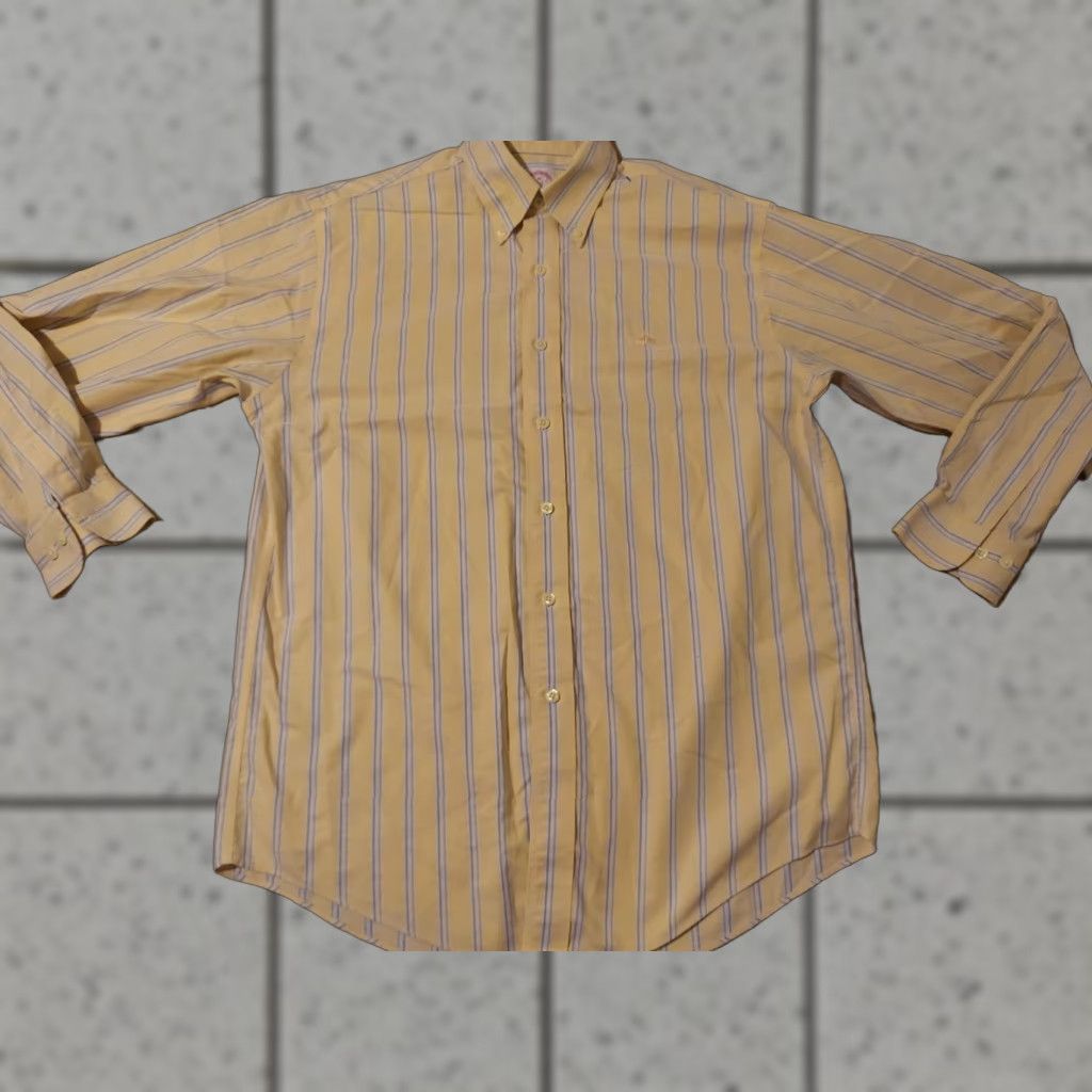 Brooks Brothers Mens Brooks Brothers Dress Shirt M Medium Yellow Button Cotton Size 40R - 1 Thumbnail