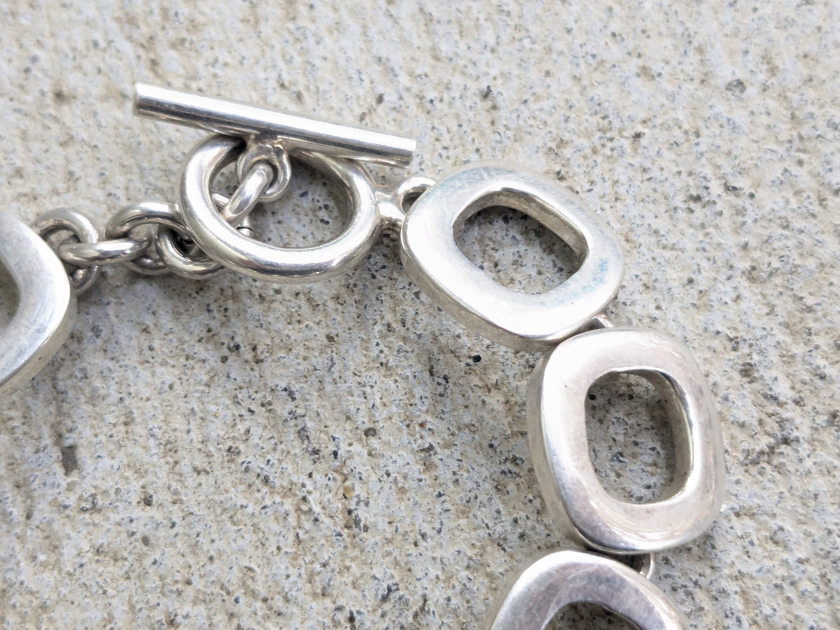Jewelry Vintage Sterling Silver Bracelet Square Chain Link 7.25" Size ONE SIZE - 6 Thumbnail