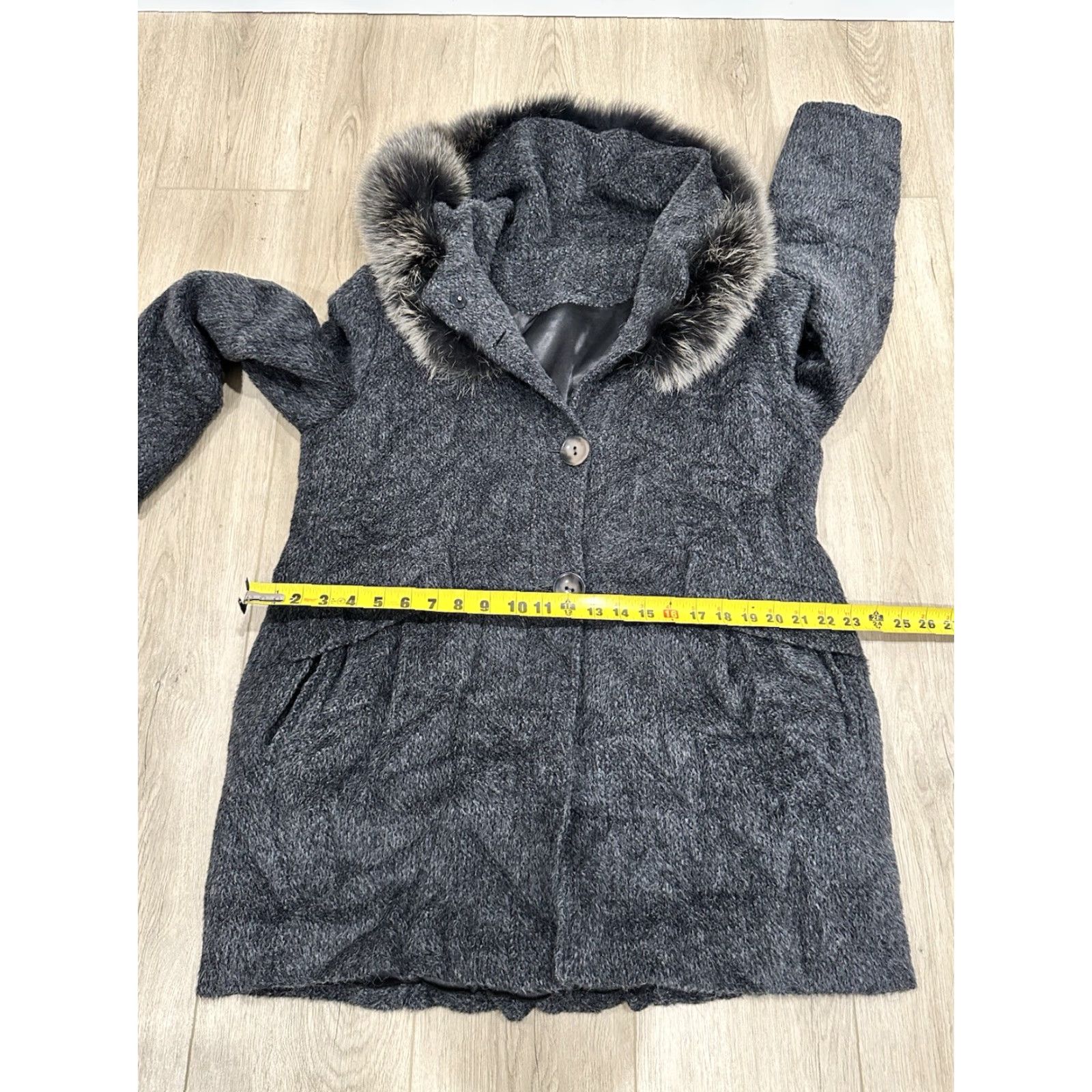 Vintage VINTAGE Alpaca Jacket Made In Canada With Real Fox Fur Trim Gray M Medium Women Jacket Fox Size M / US 6-8 / IT 42-44 - 6 Thumbnail
