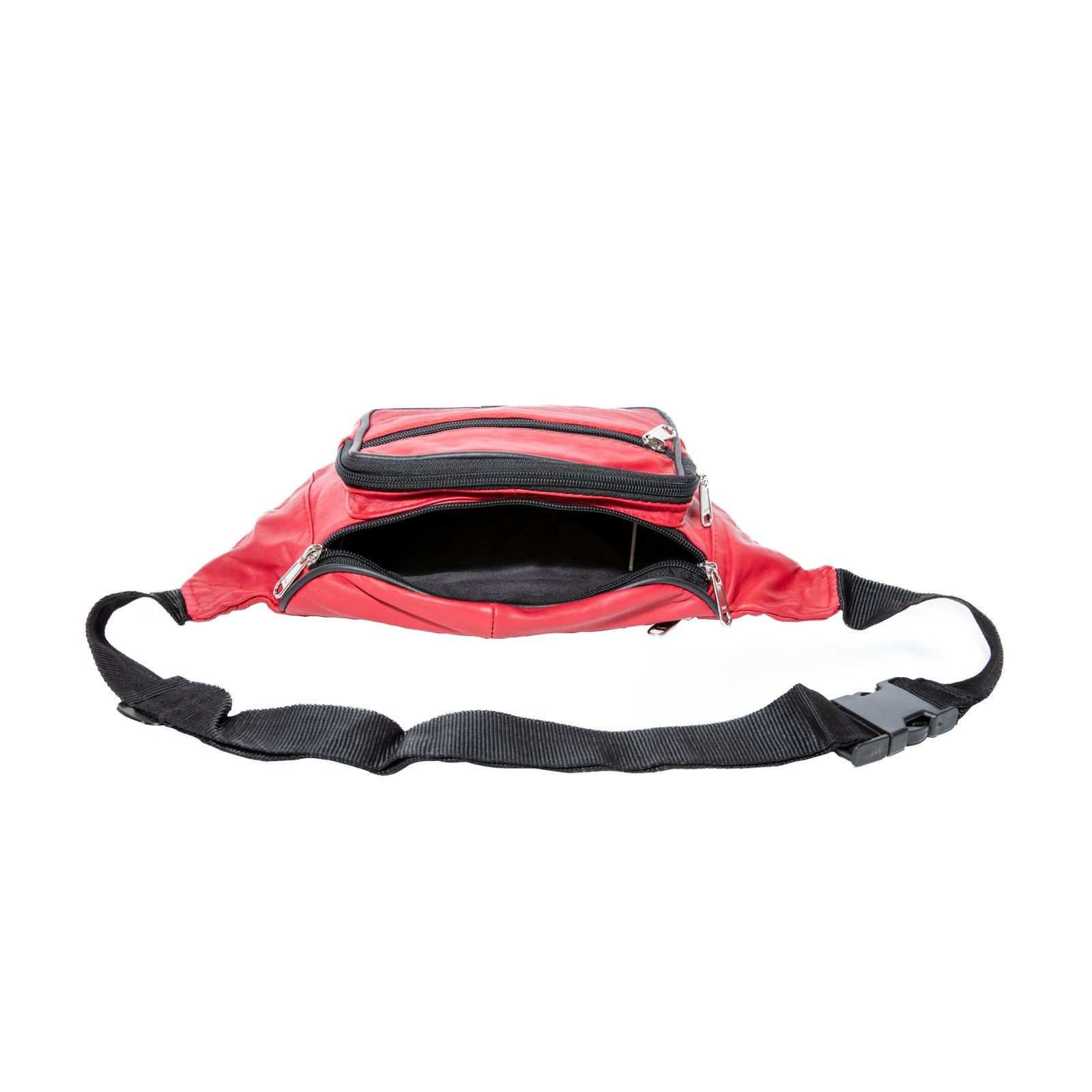 Other Red Leather Fanny Pack with Multiple Zipper Pockets Size ONE SIZE - 3 Thumbnail