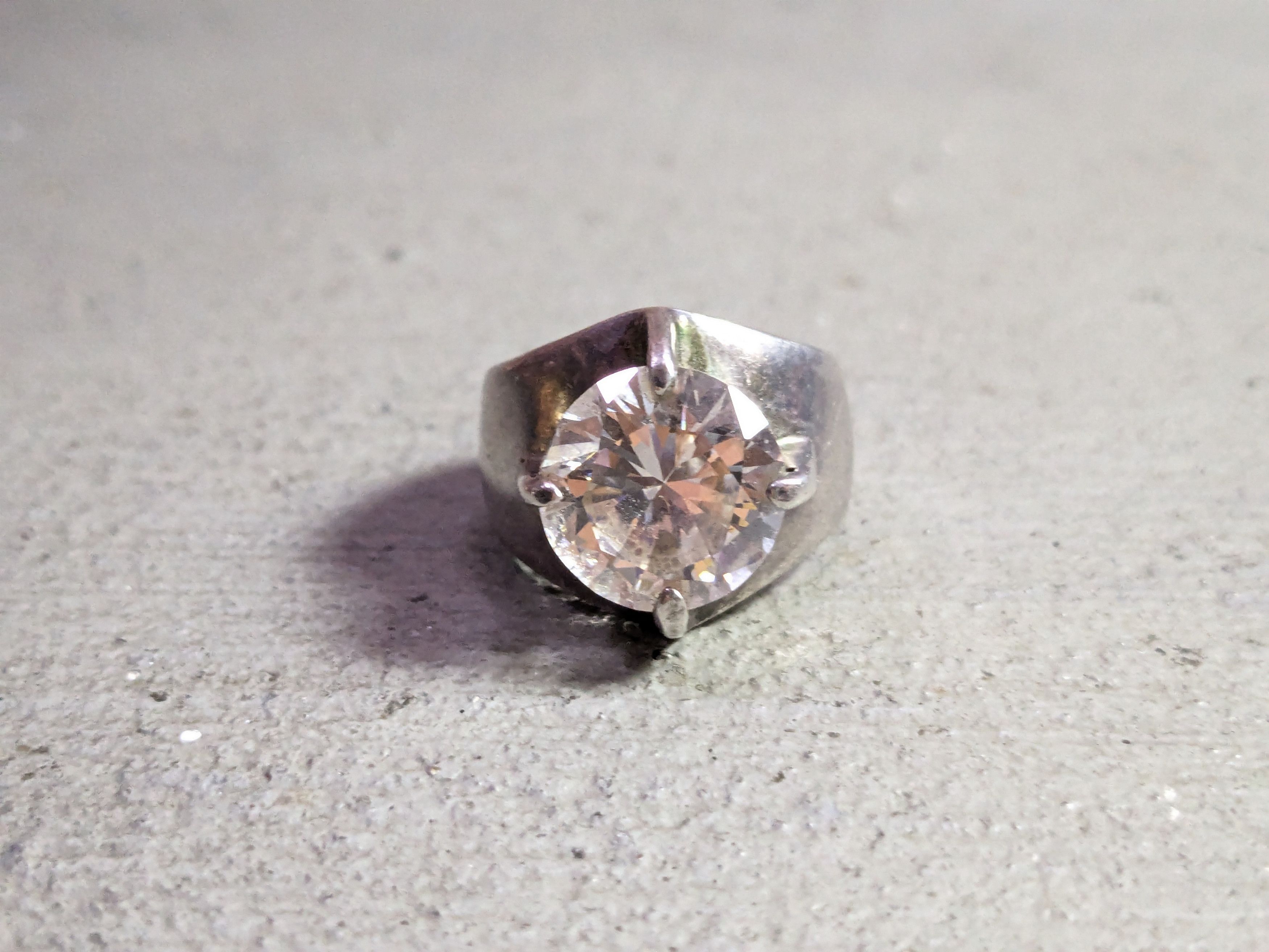 Jewelry × Vintage Vintage Sterling Silver Ring 4.75 CZ Round Modern Cocktail Size ONE SIZE - 3 Thumbnail