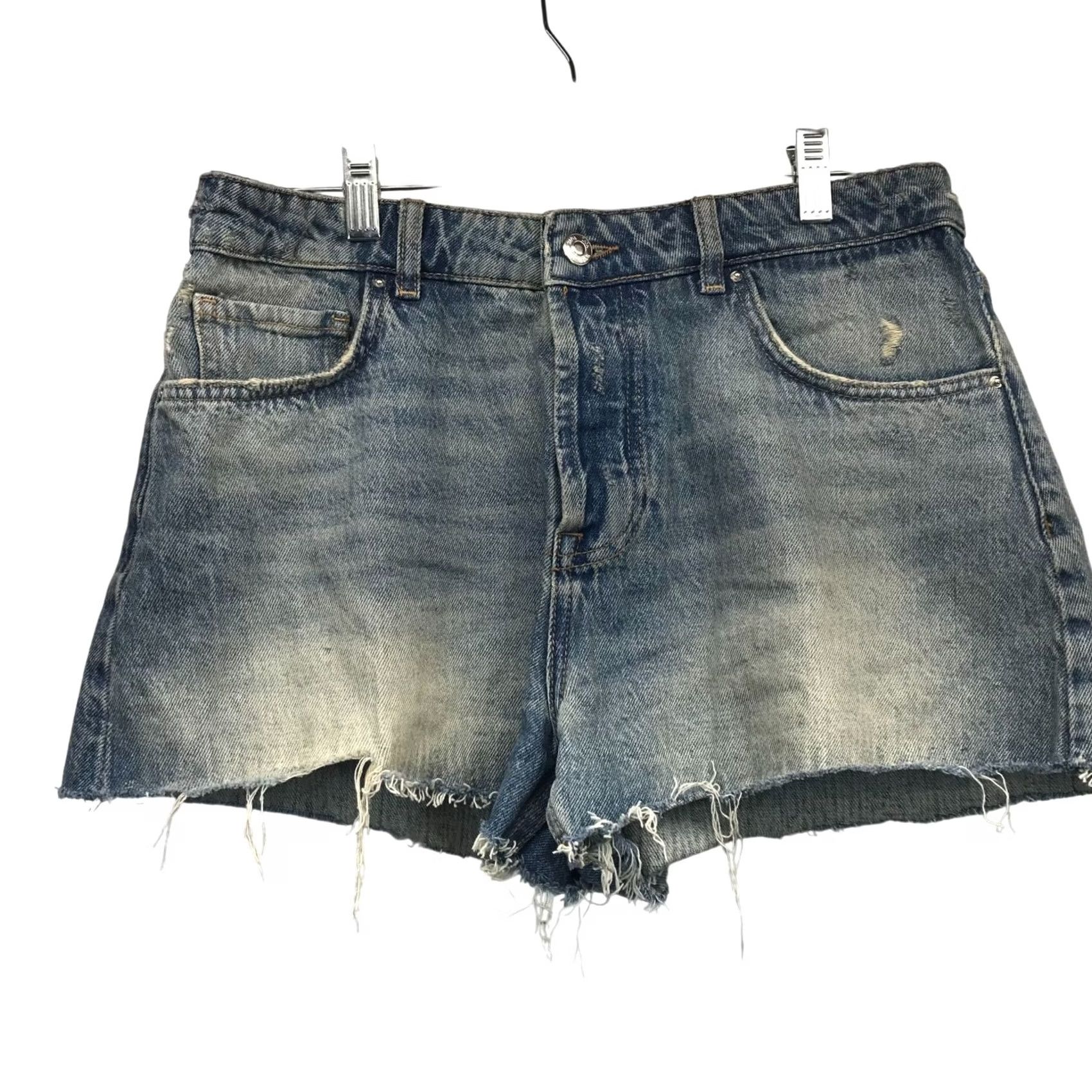Zara ZARA Women's 8 Denim Jean Shorts Blue Button Fly Cut-Off Size 30" / US 8 / IT 44 - 2 Thumbnail