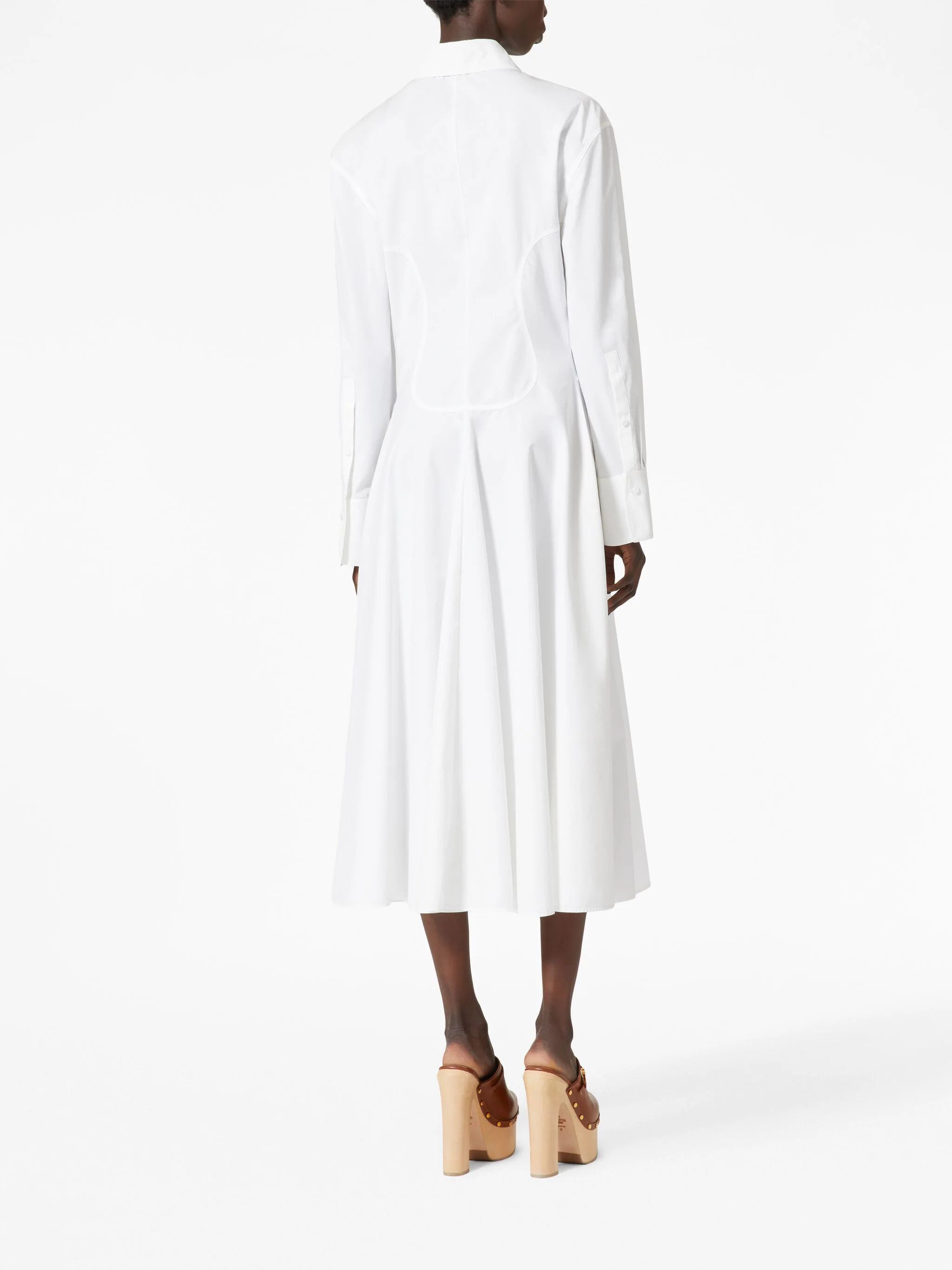 Valentino o1s22i1n0924 Compact Poplin Midi Dress in White Size M / US 6-8 / IT 42-44 - 4 Thumbnail