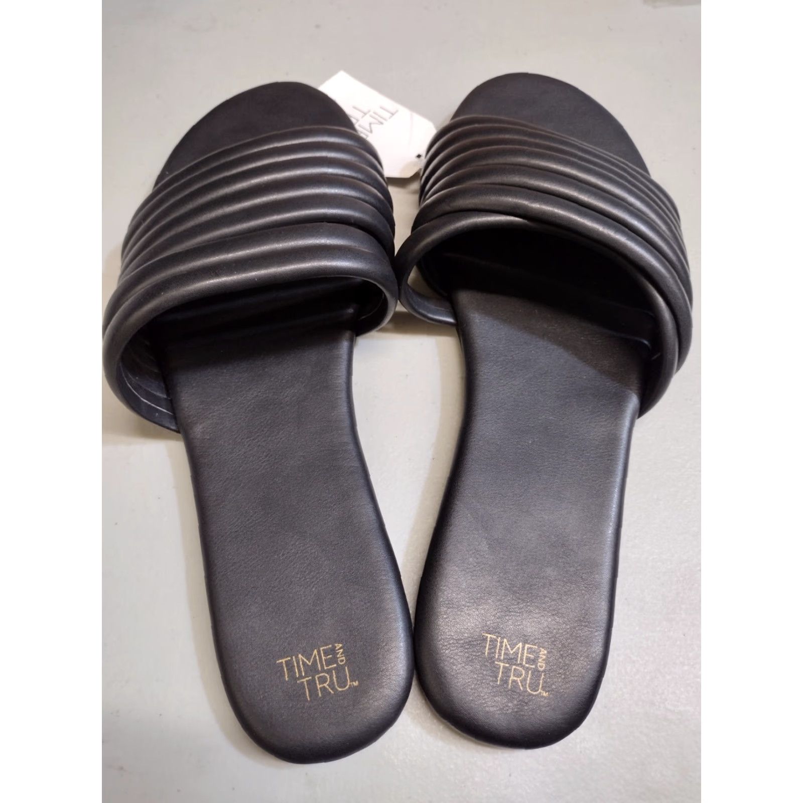 Vintage Time and Tru Women's Sandal Black Memory Foam Size 11 Multi-Band Slide Flat Size US 11 / IT 41 - 4 Thumbnail