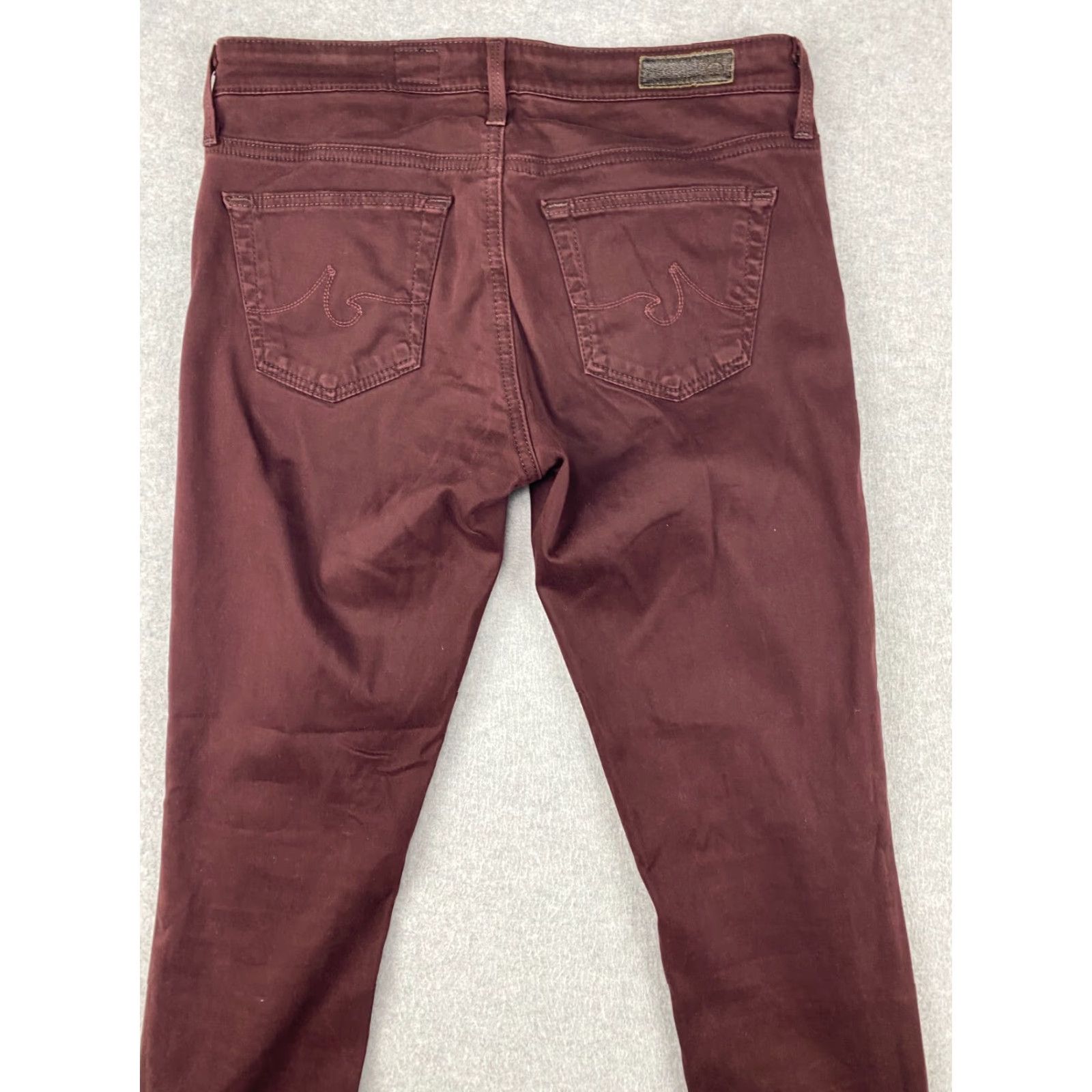 Vintage AG Adriano Goldschmied Jeans Womens 25 R Burgundy Stevie Ankle Slim Straight USA Jeans (AG Stevie) Apple?? Size 42" / US 20 - 7 Thumbnail