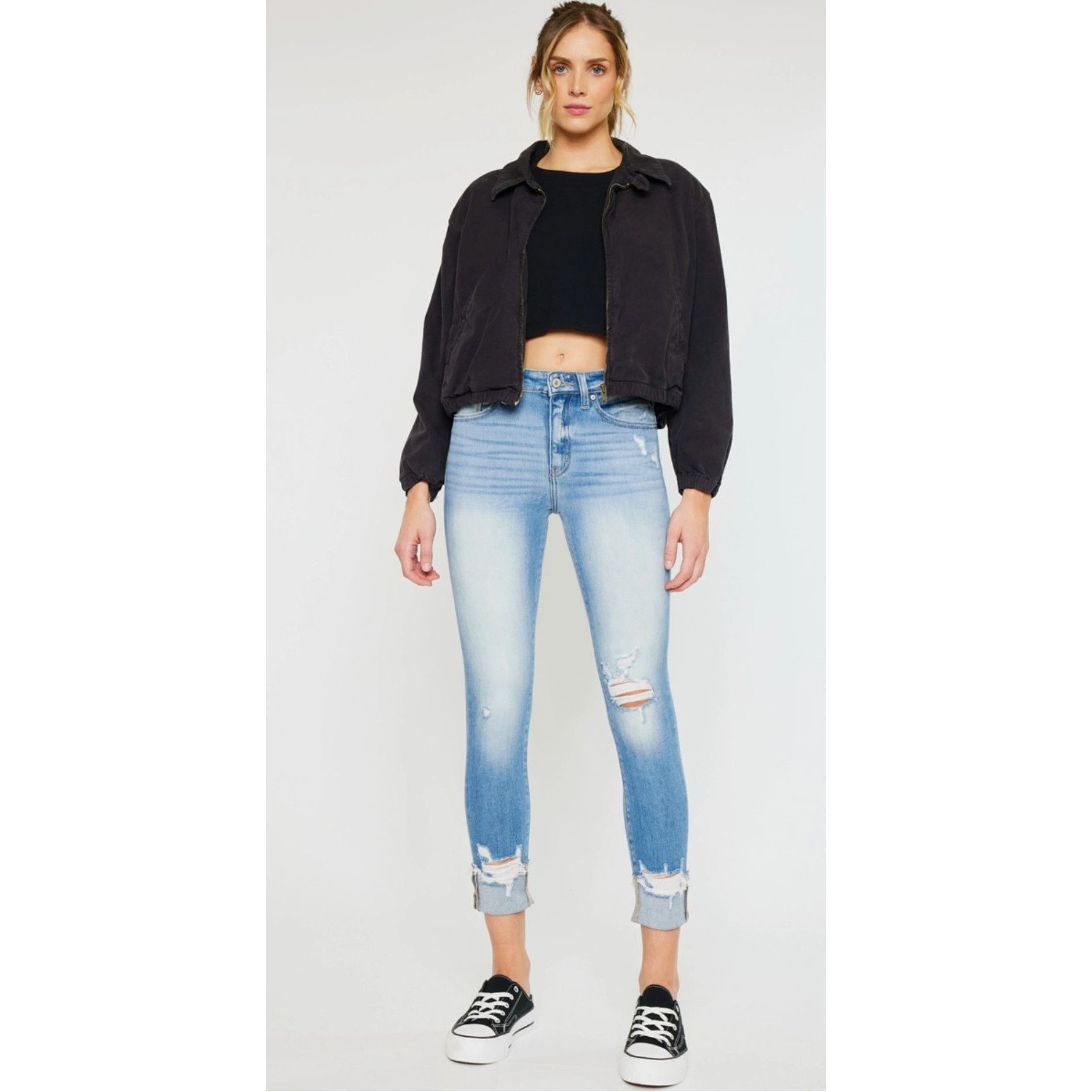 Kancan USA KanCan High Rise Ankle Skinny Distressed Denim Jeans Size 31" - 1 Thumbnail