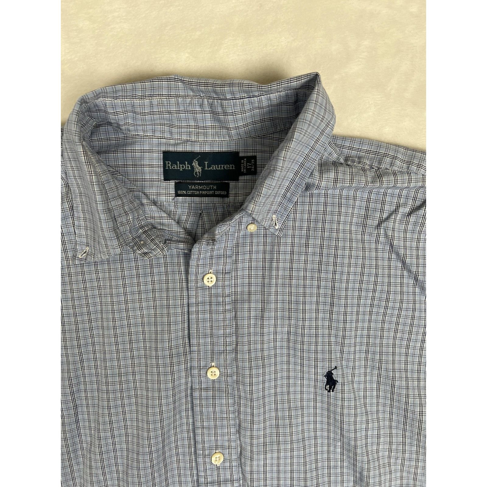 Ralph Lauren Ralph Lauren Shirt Mens 17 34/35 Blue Plaid Yarmouth Pinpoin Size US XL / EU 56 / 4 - 2 Thumbnail