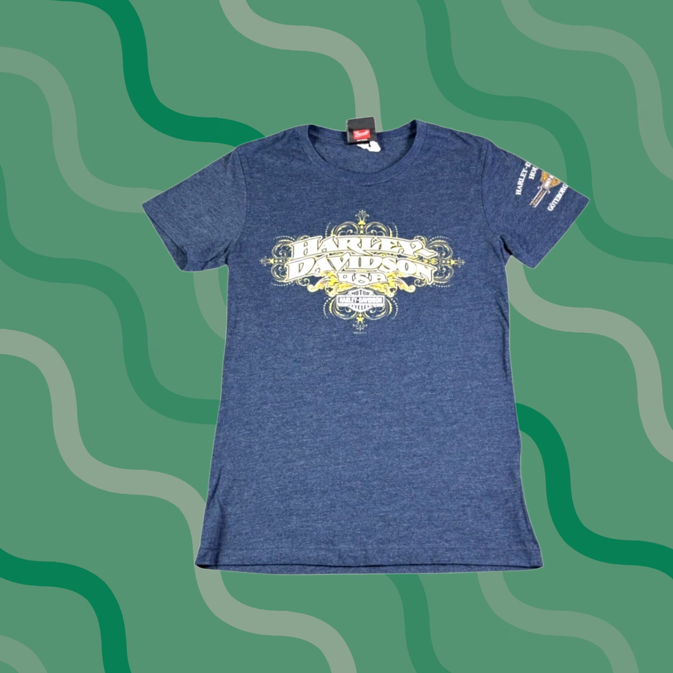 Harley Davidson Harley-Davidson T-Shirt Womens Small Blue Heather 2010 Graphic Country Sweden Goteborg Harley-Davidson Logo Casual Size S / US 4 / IT 40 - 1 Thumbnail