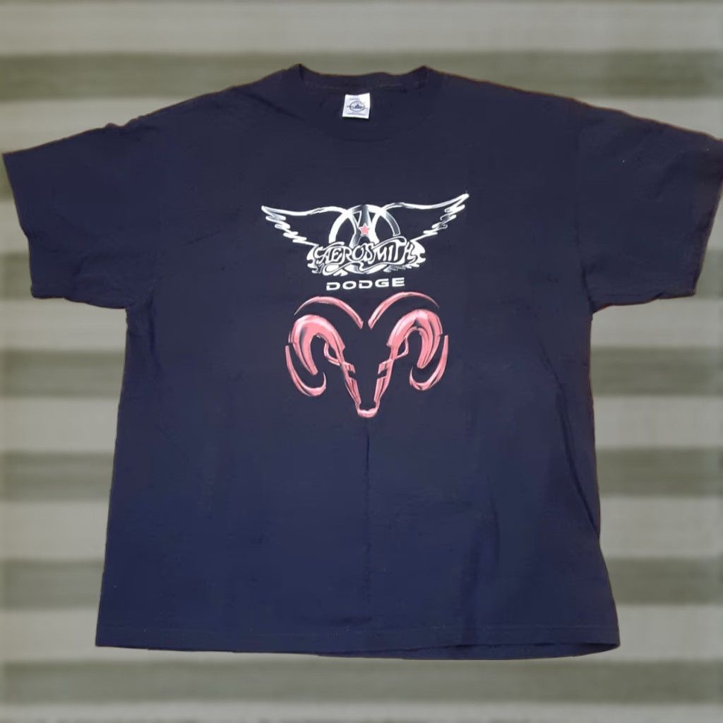 Vintage VINTAGE Aerosmith Dodge Ram T-Shirt XL Black Men Short Sleeve graphic delta pro weight Rams head Size US XL / EU 56 / 4 - 1 Thumbnail