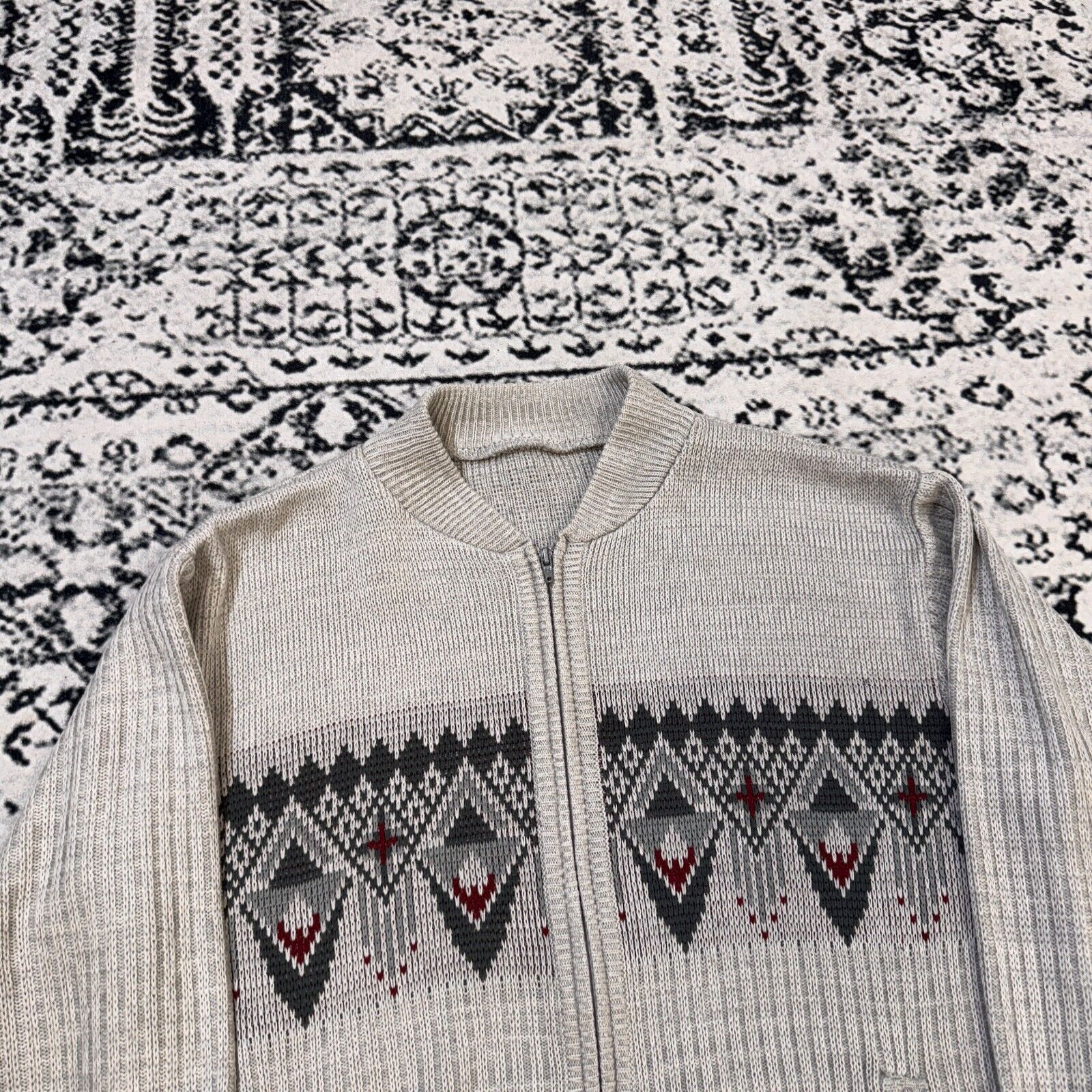 Vintage Vintage Unisex Gray Acrylic Sweater Size L Y2K 90s Geometric Size US L / EU 52-54 / 3 - 8 Thumbnail