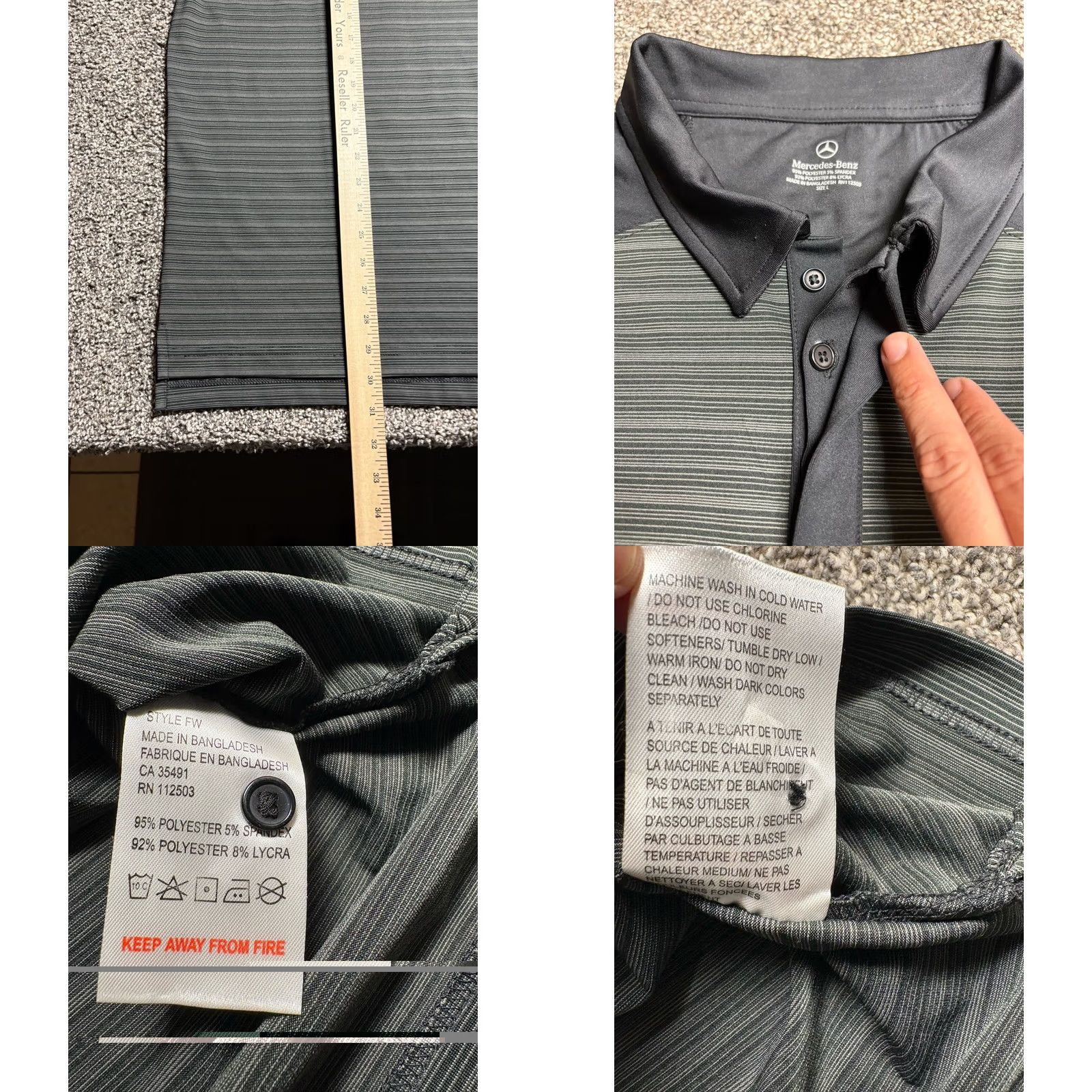 Mercedes-Benz Mercedes-Benz Polo Shirt Mens L Performance Contrast Collar Polo Shirt Col r Logo Black Short Sleeve Casual Golf Spring Summer Mens Size US L / EU 52-54 / 3 - 8 Thumbnail