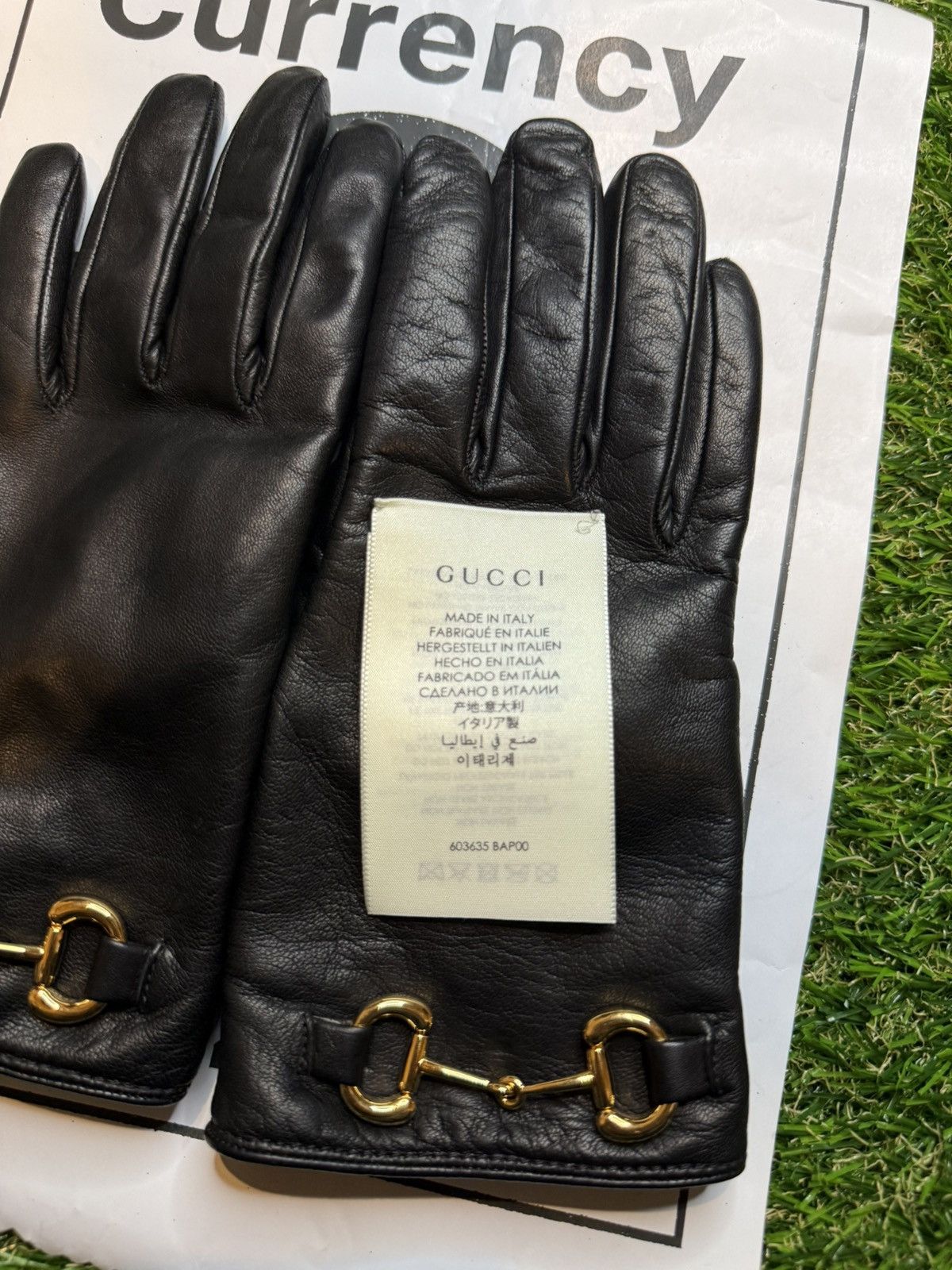 Gucci $840MSRP Demna Gucci Gold Horsebit Lambskin Leather Glove Size ONE SIZE - 10 Thumbnail