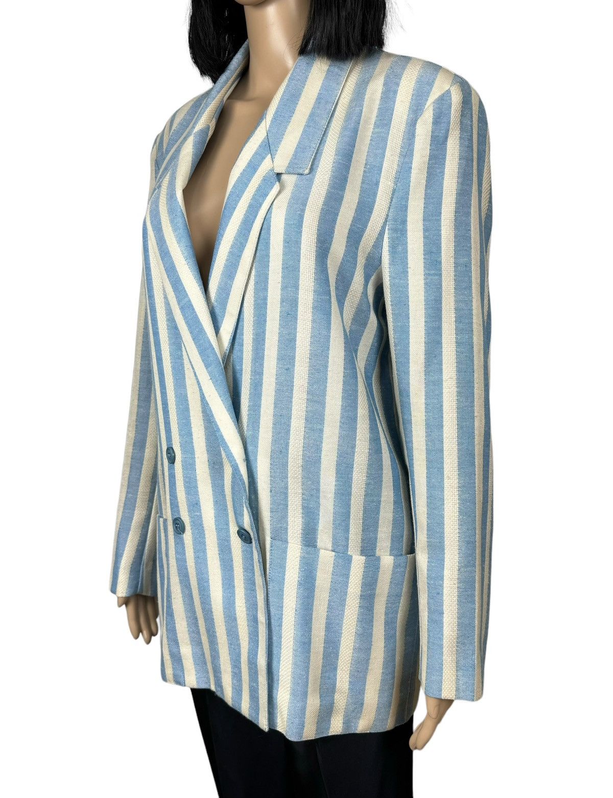 Ganni Ganni Striped Double-Breasted Linen-Cotton Blazer size M Size M / US 6-8 / IT 42-44 - 7 Thumbnail