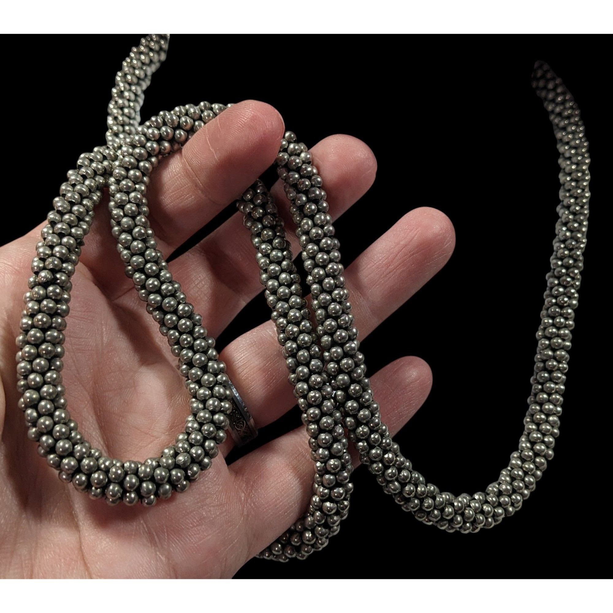 Other Vintage Elegant Silver Tone Beaded Rope Necklace Size ONE SIZE - 7 Thumbnail